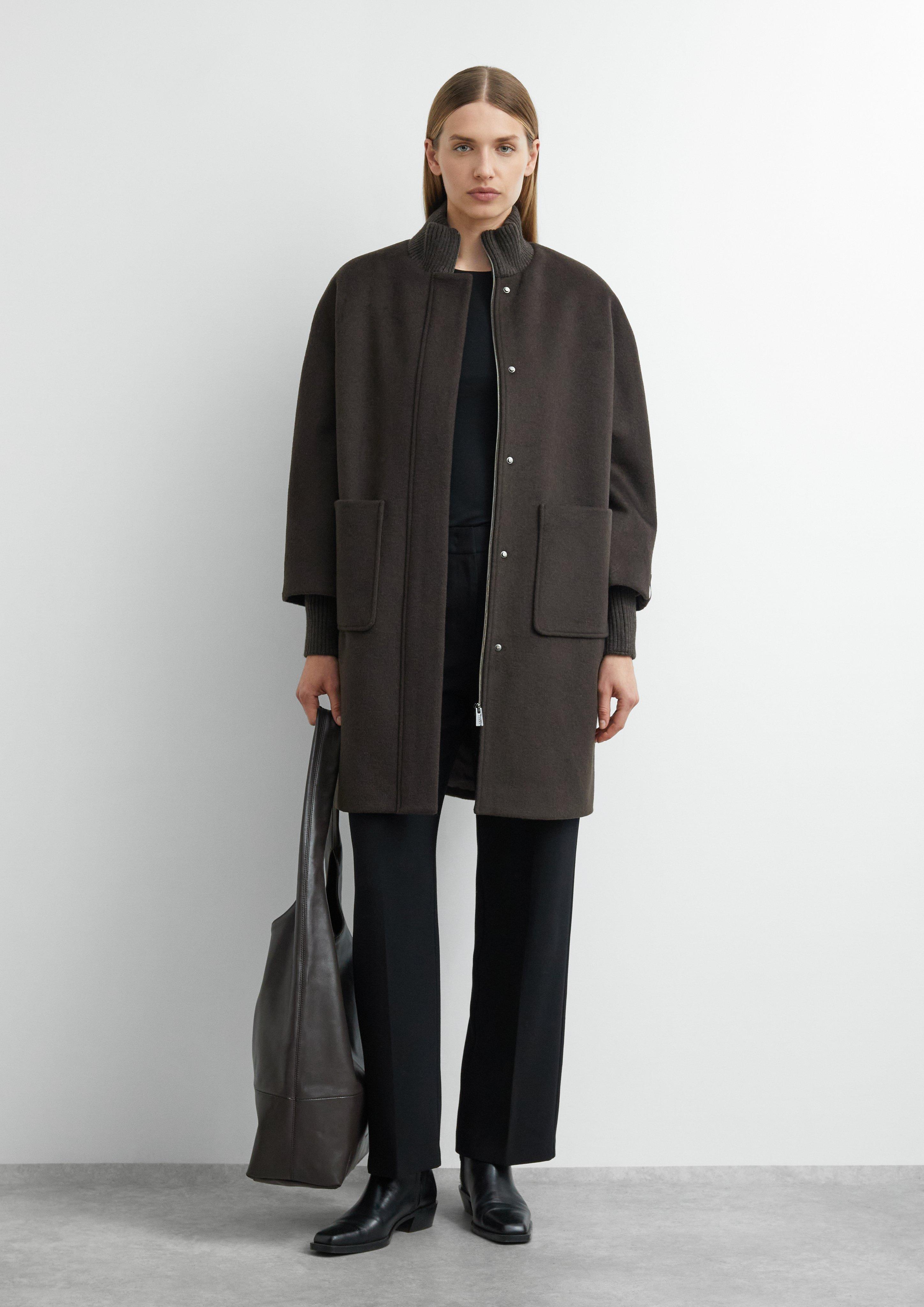 Damen Cape-Mantel aus Wollmix mit Ripp-Details in braun von comma