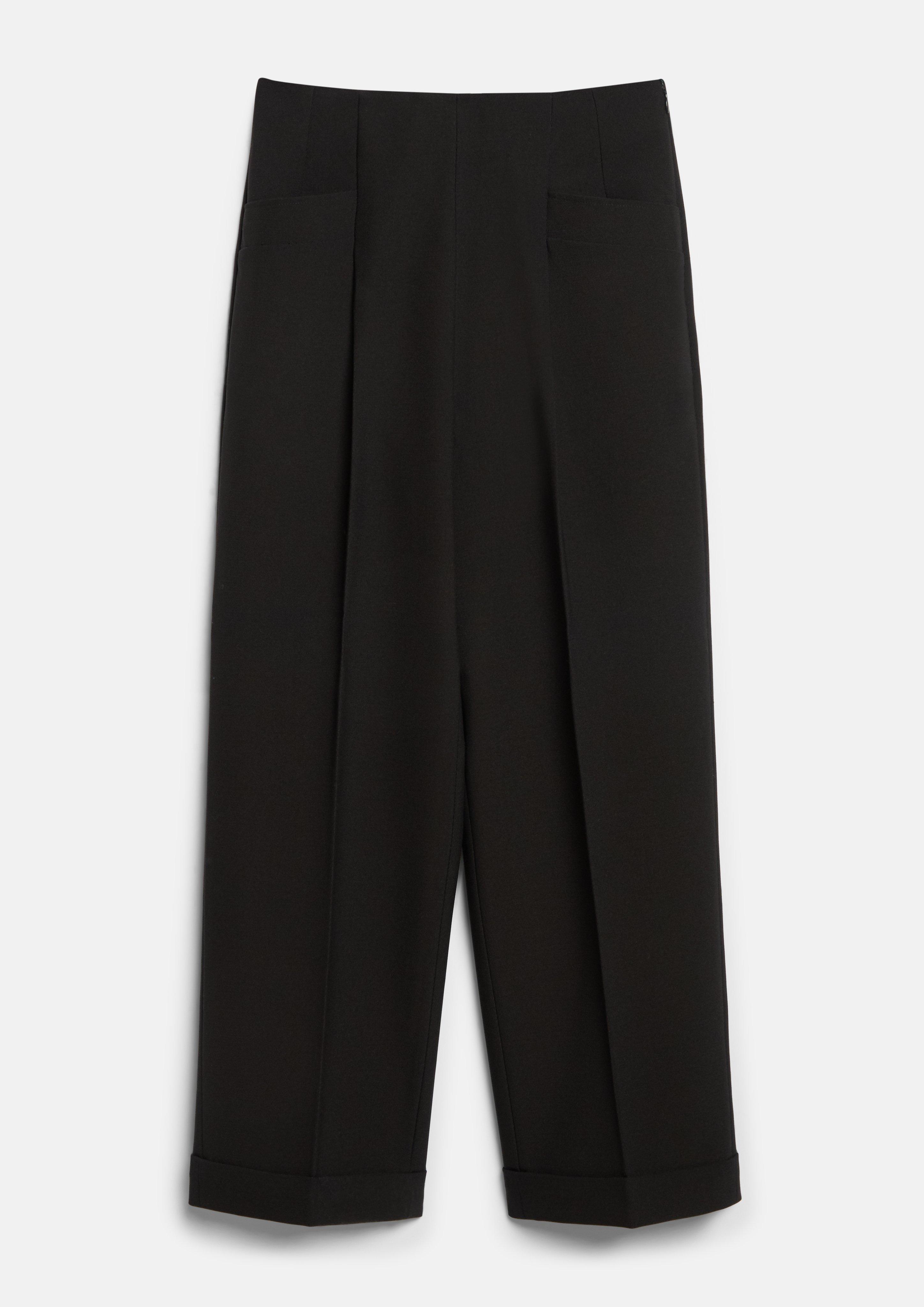 Pantalon court à taille haute et plis à la ceinture en noir de s.Oliver BLACK LABEL
