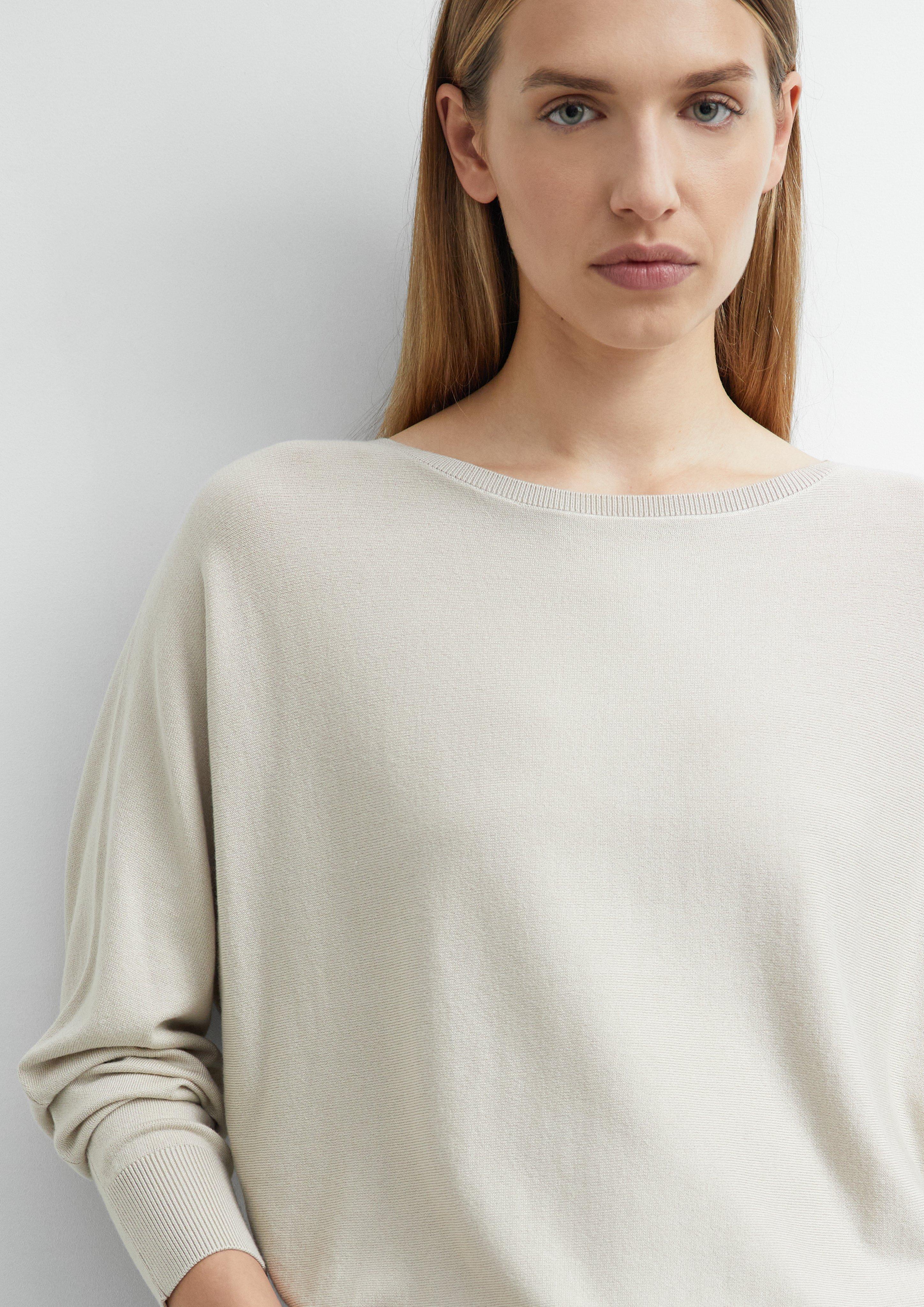 Feinstrickpullover aus Viskosemix mit Fledermaus-Ärmeln in beige von COMMA