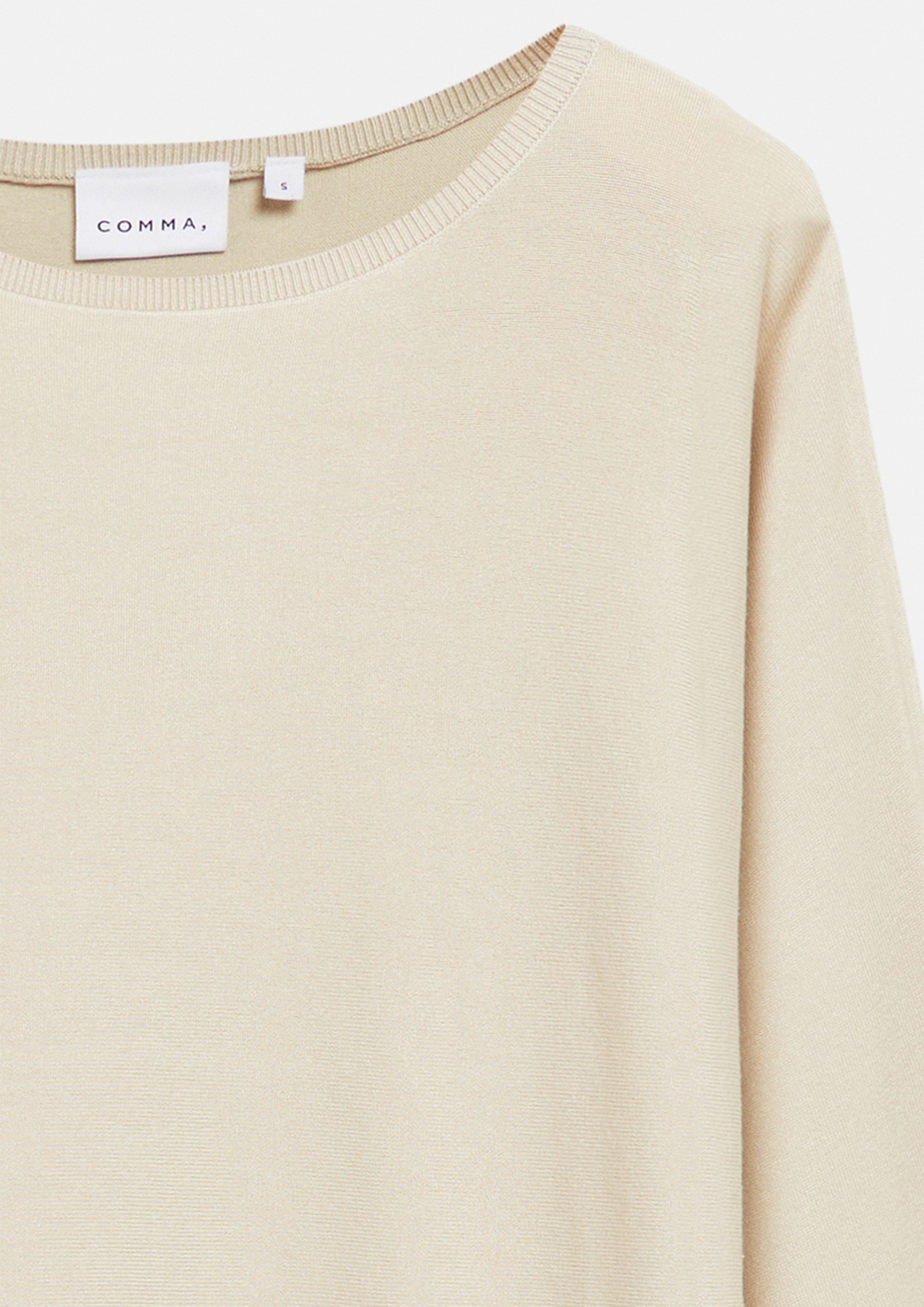 Feinstrickpullover aus Viskosemix mit Fledermaus-Ärmeln in beige von COMMA