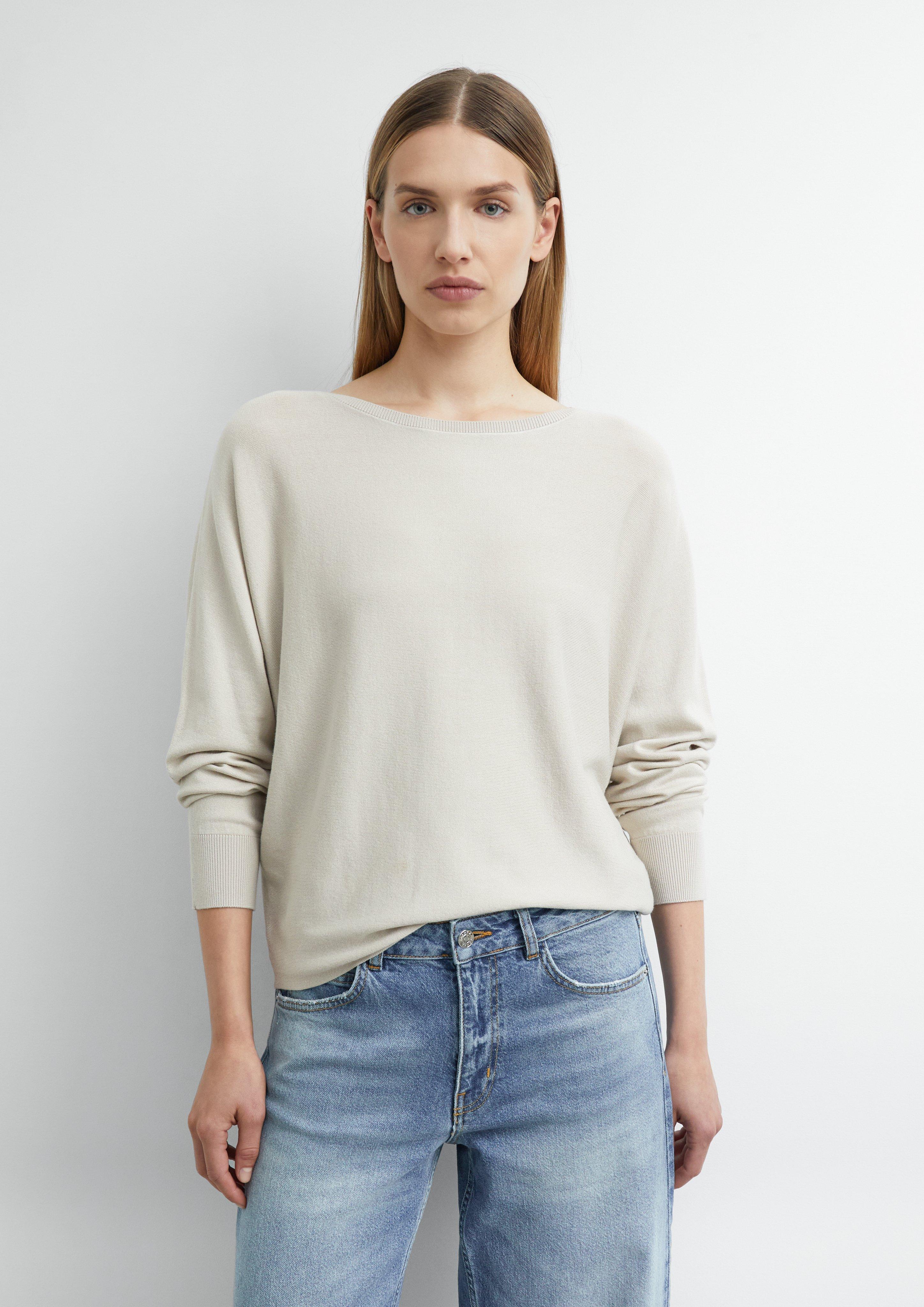 Feinstrickpullover aus Viskosemix mit Fledermaus-Ärmeln in beige von COMMA