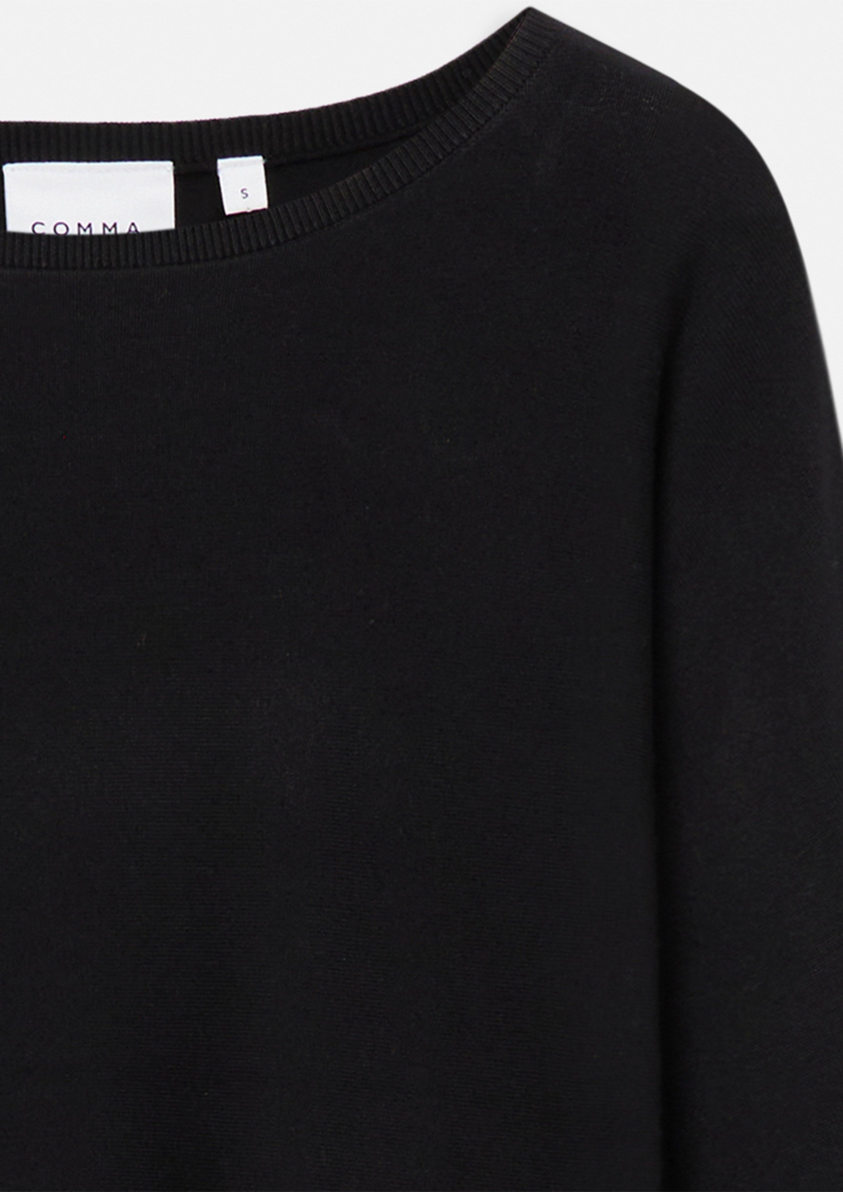 Damen Feinstrickpullover aus Viskosemix mit Fledermaus-Ärmeln in schwarz von comma