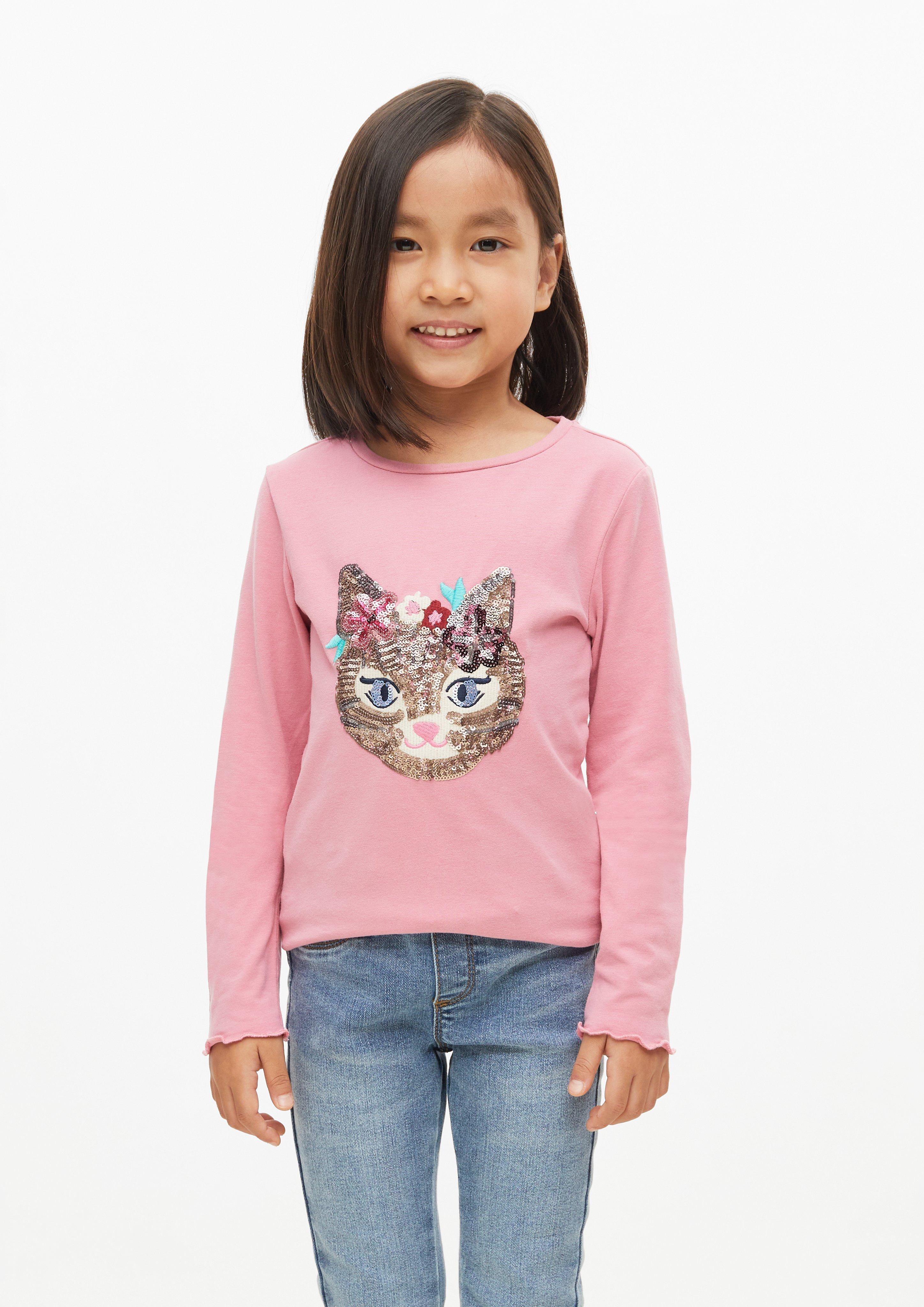 T-shirt coupe ajustée avec broderie et paillettes en rose de s.Oliver