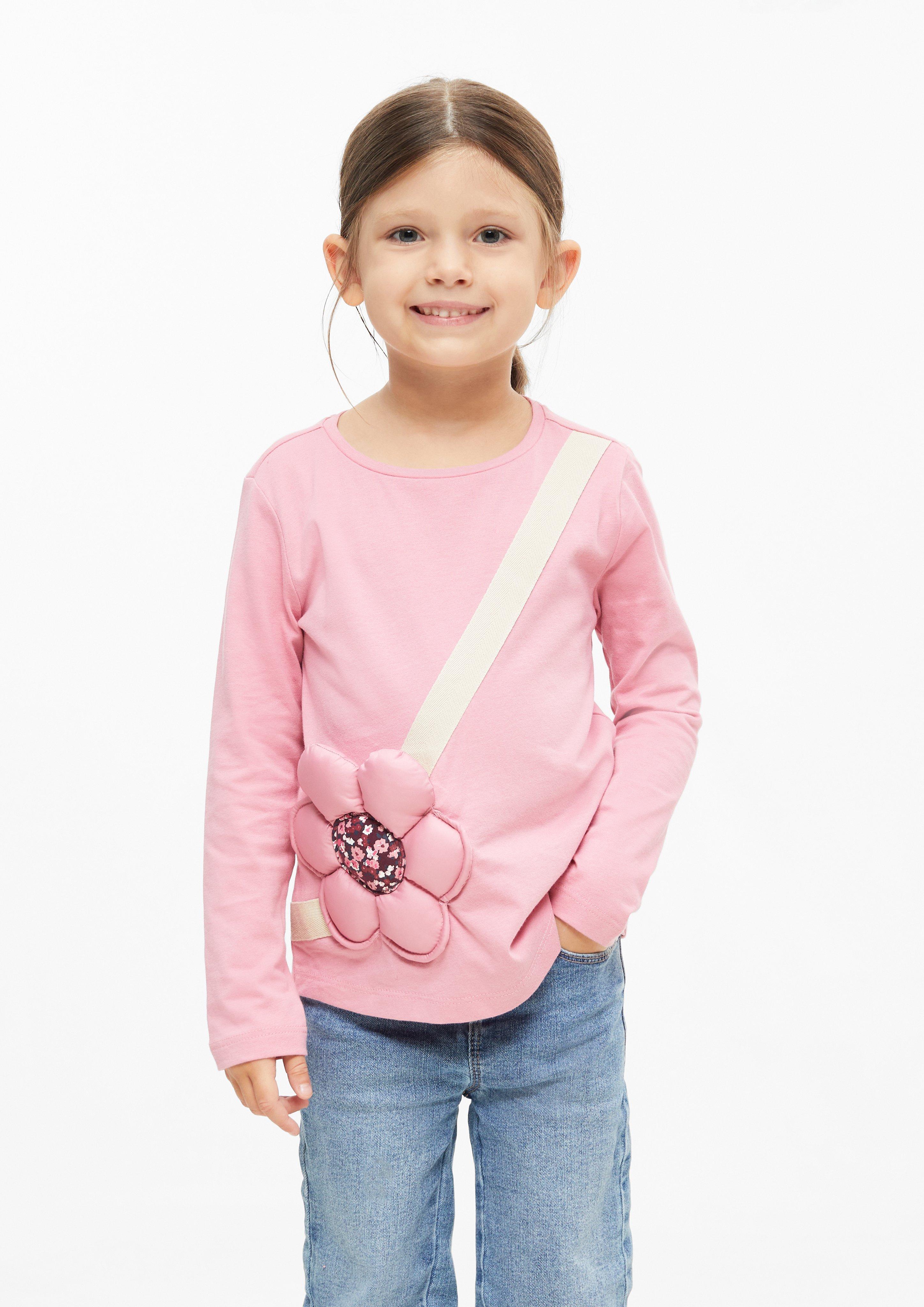 Long-sleeve shirt with an appliquéd pocket in rose by s.Oliver