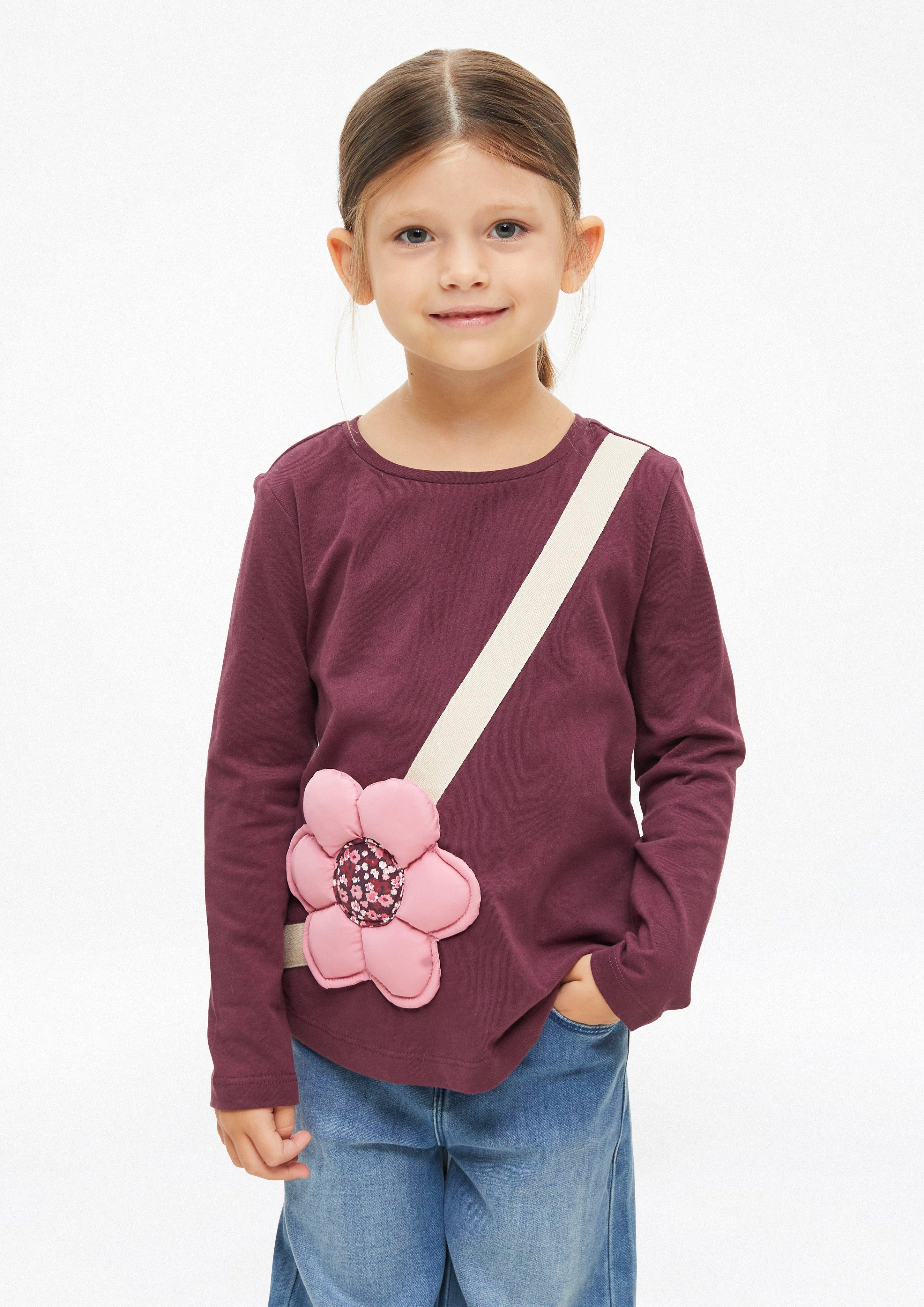Long-sleeve shirt with an appliquéd pocket in bordeaux by s.Oliver