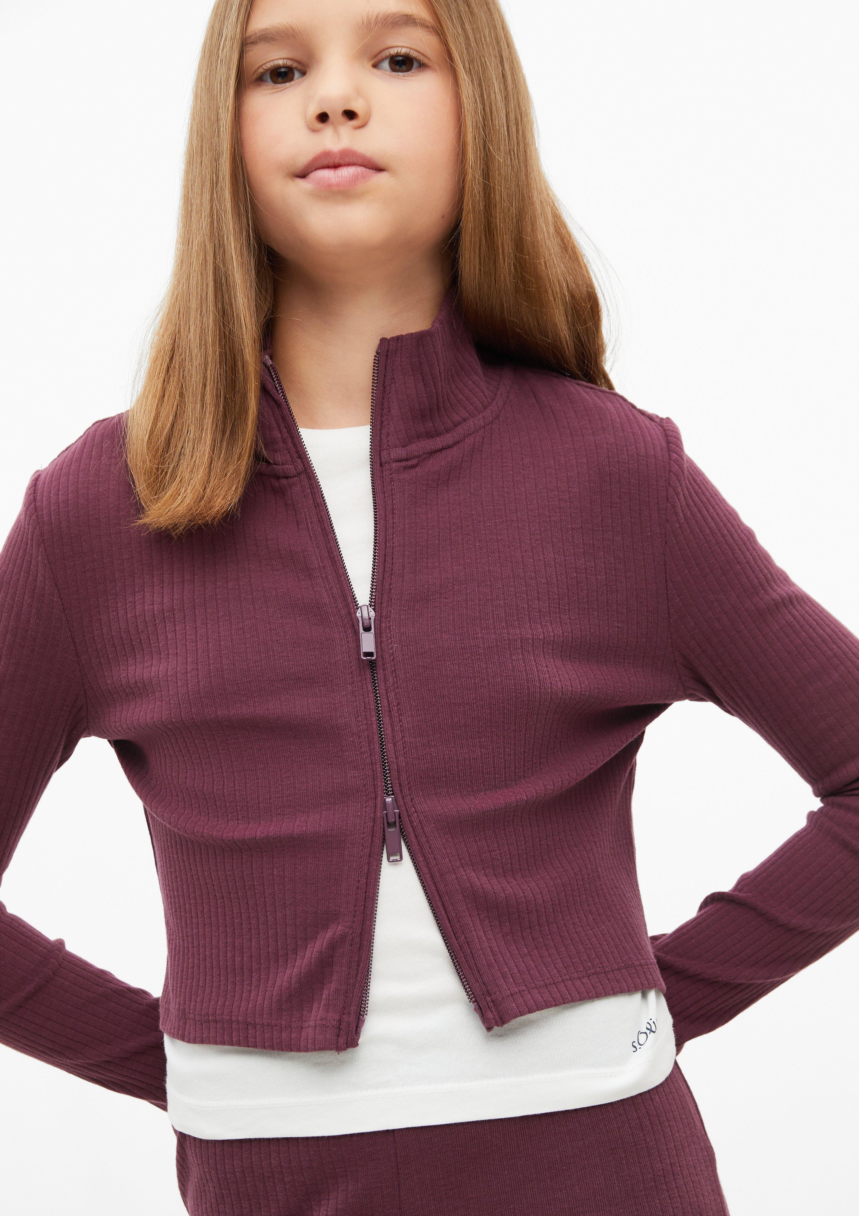 Junior Veste de survêtement courte avec texture côtelée en rouge de s.Oliver