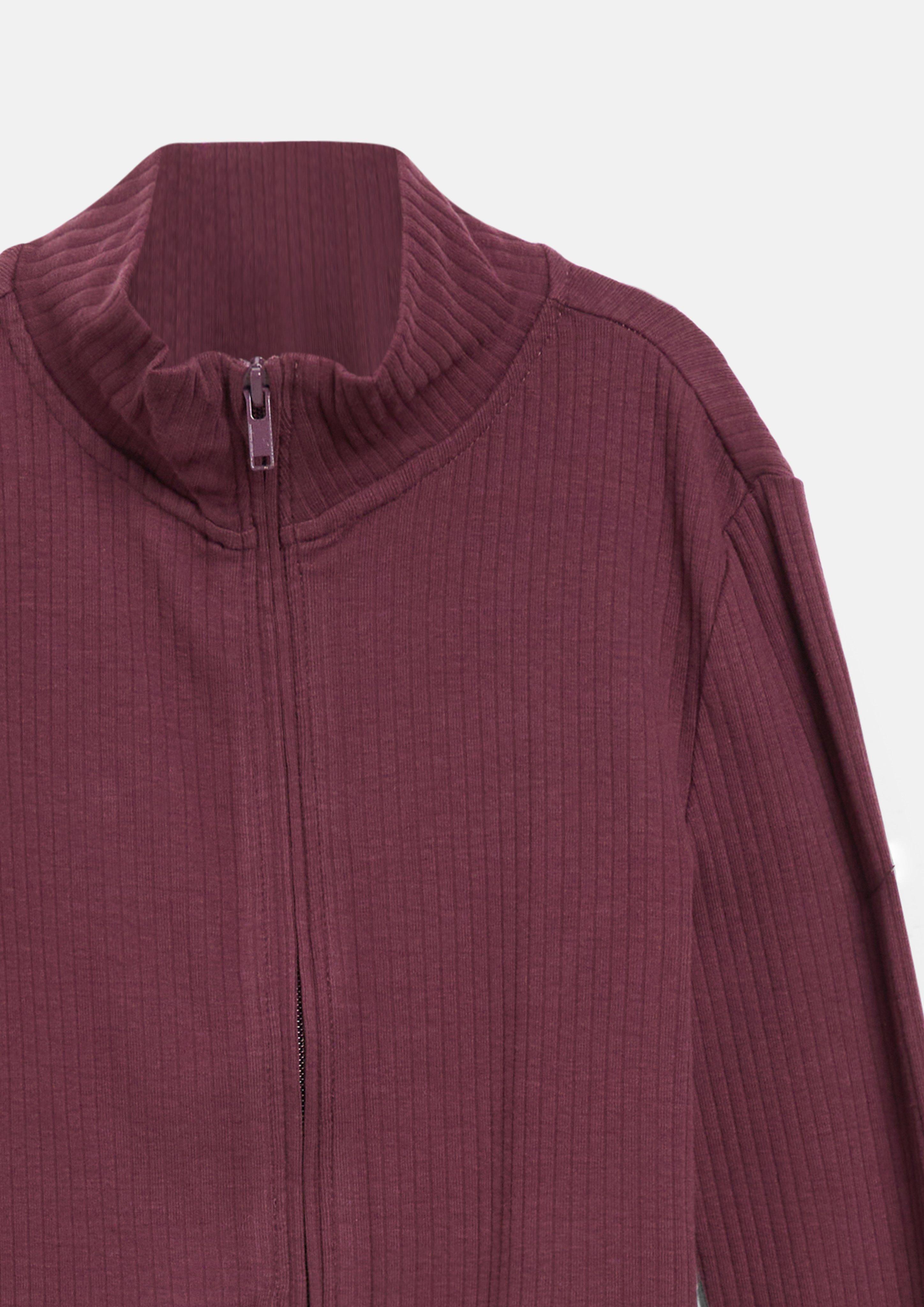 Junior Veste de survêtement courte avec texture côtelée en rouge de s.Oliver