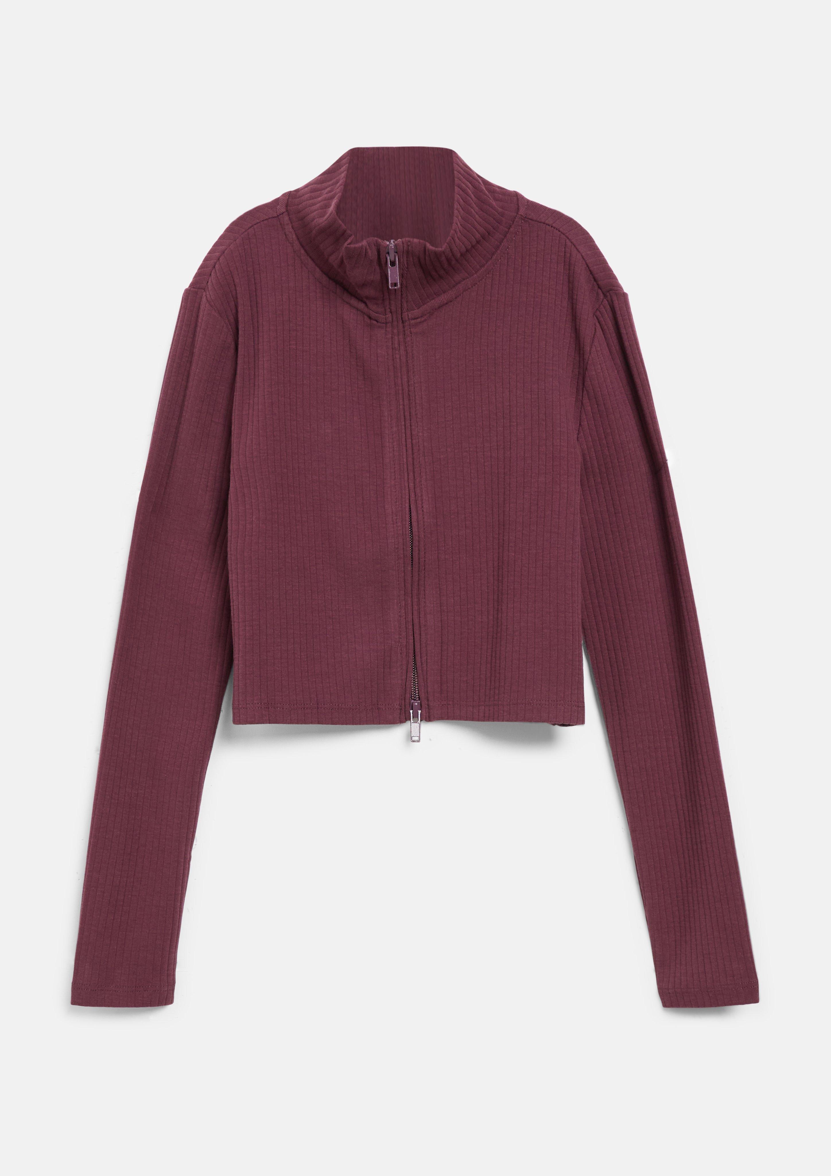 Kinder Verkürzte Sweatjacke mit Rippstruktur in bordeaux von s.Oliver