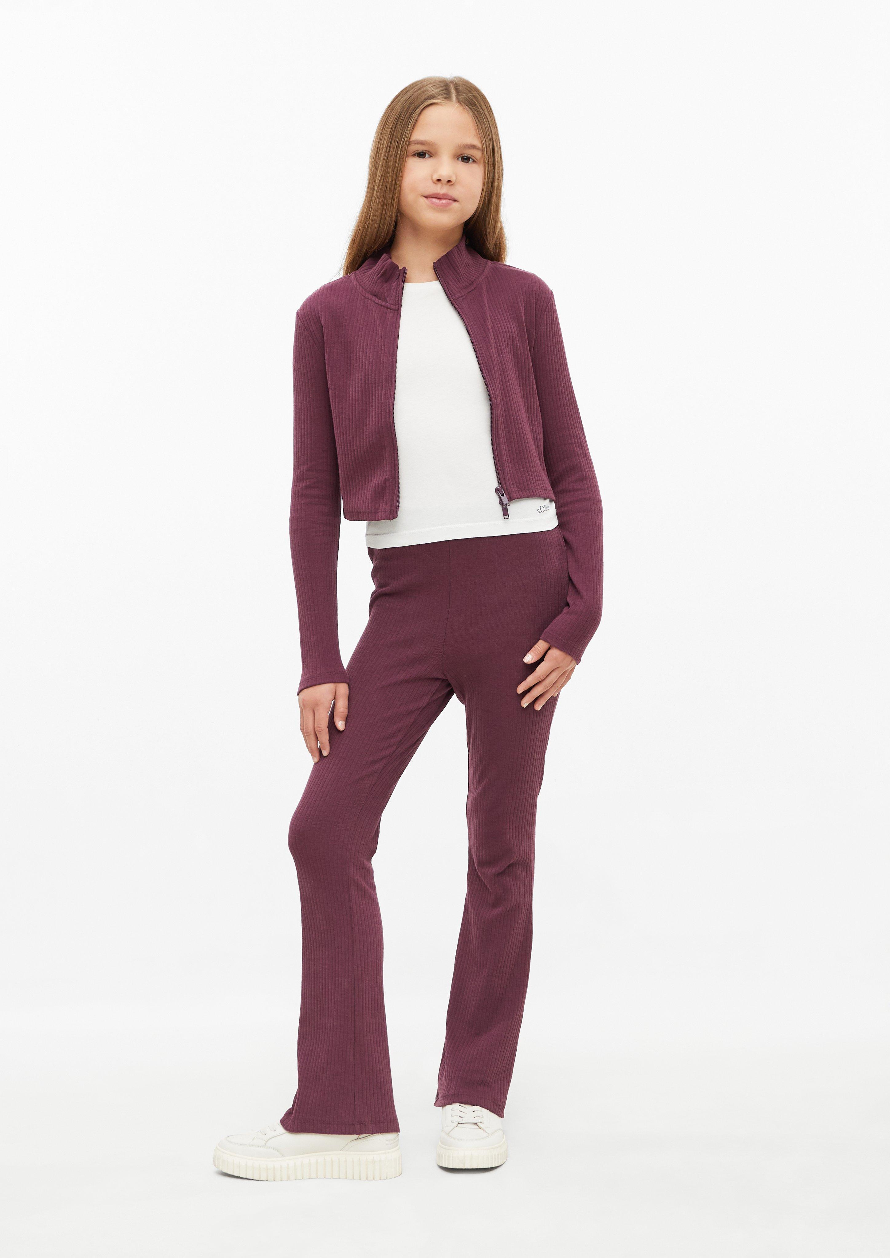 Junior Veste de survêtement courte avec texture côtelée en rouge de s.Oliver