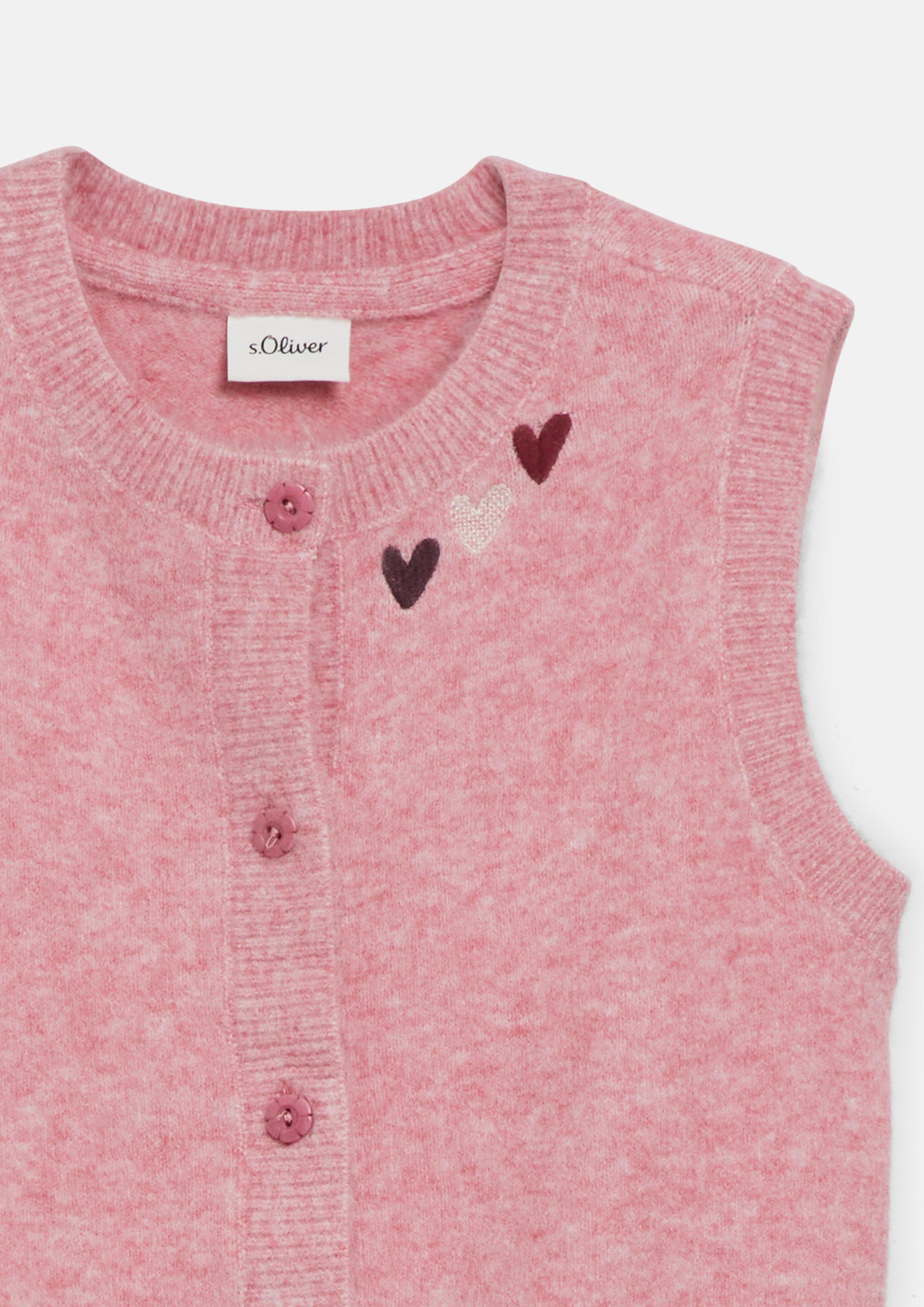 Kinder Kuschelige Strickweste mit Stickerei in pink von s.Oliver