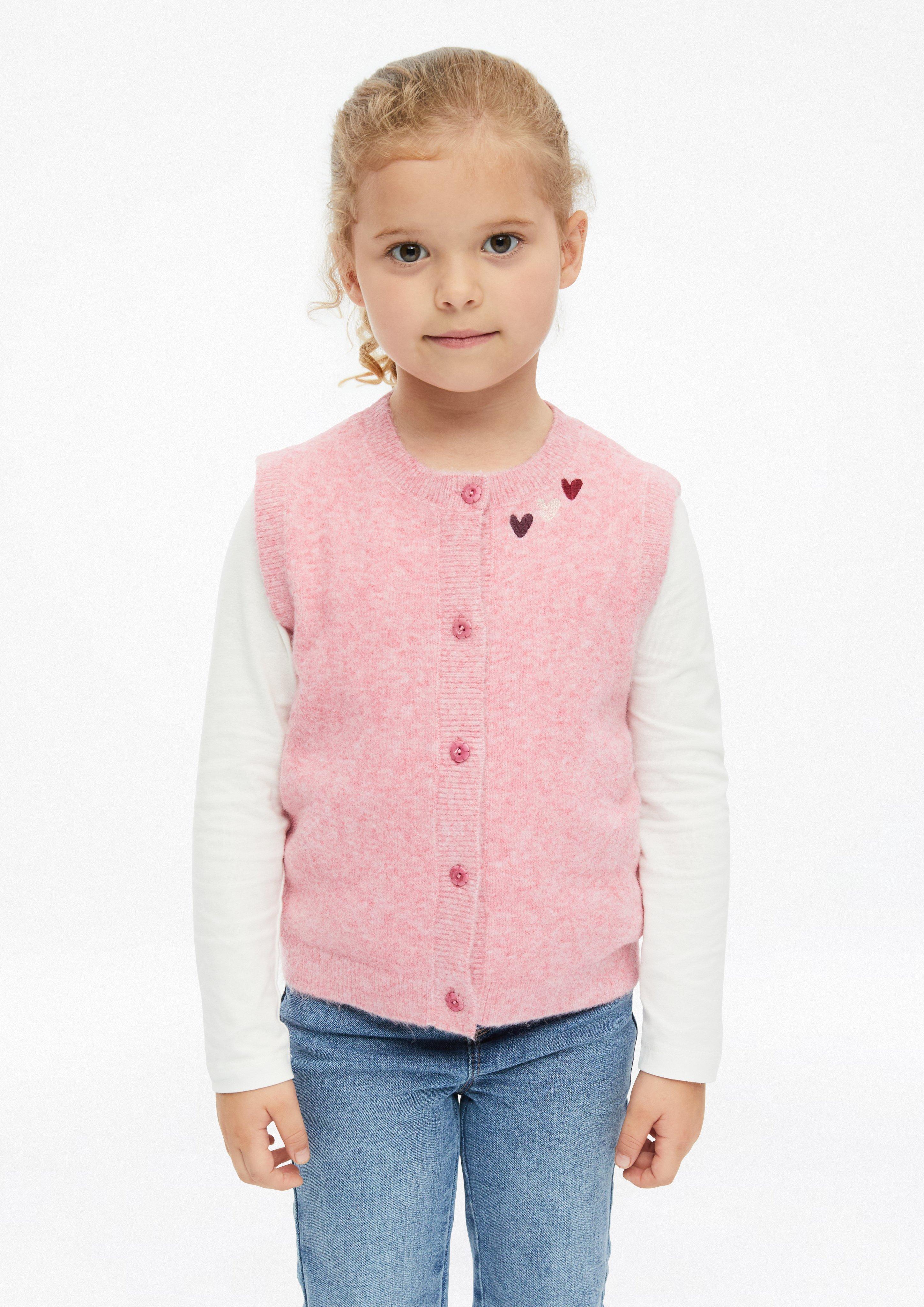 Kinder Kuschelige Strickweste mit Stickerei in rosa von s.Oliver