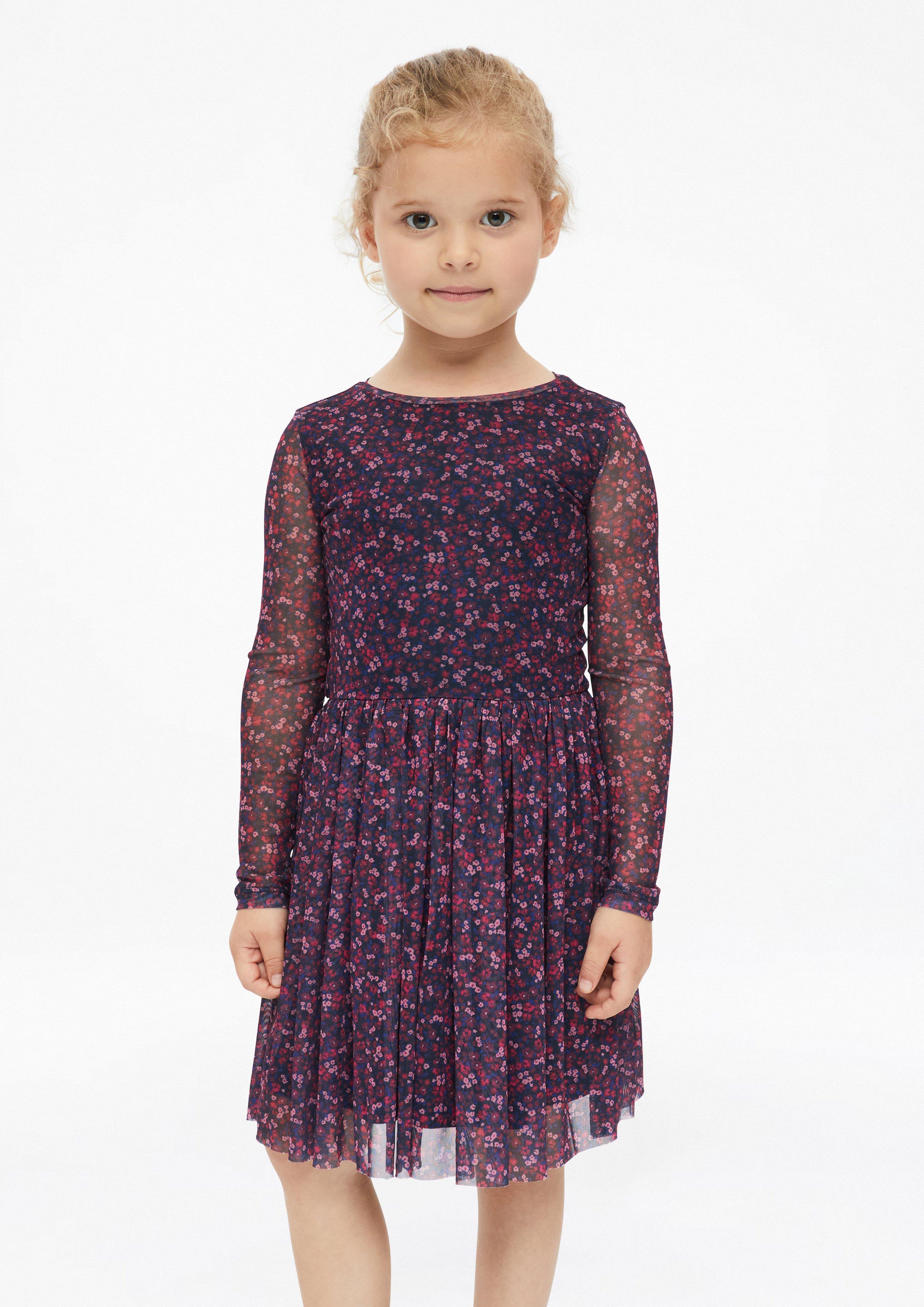 Kinder Kurzes Meshkleid mit All-over-Print in navy von s.Oliver