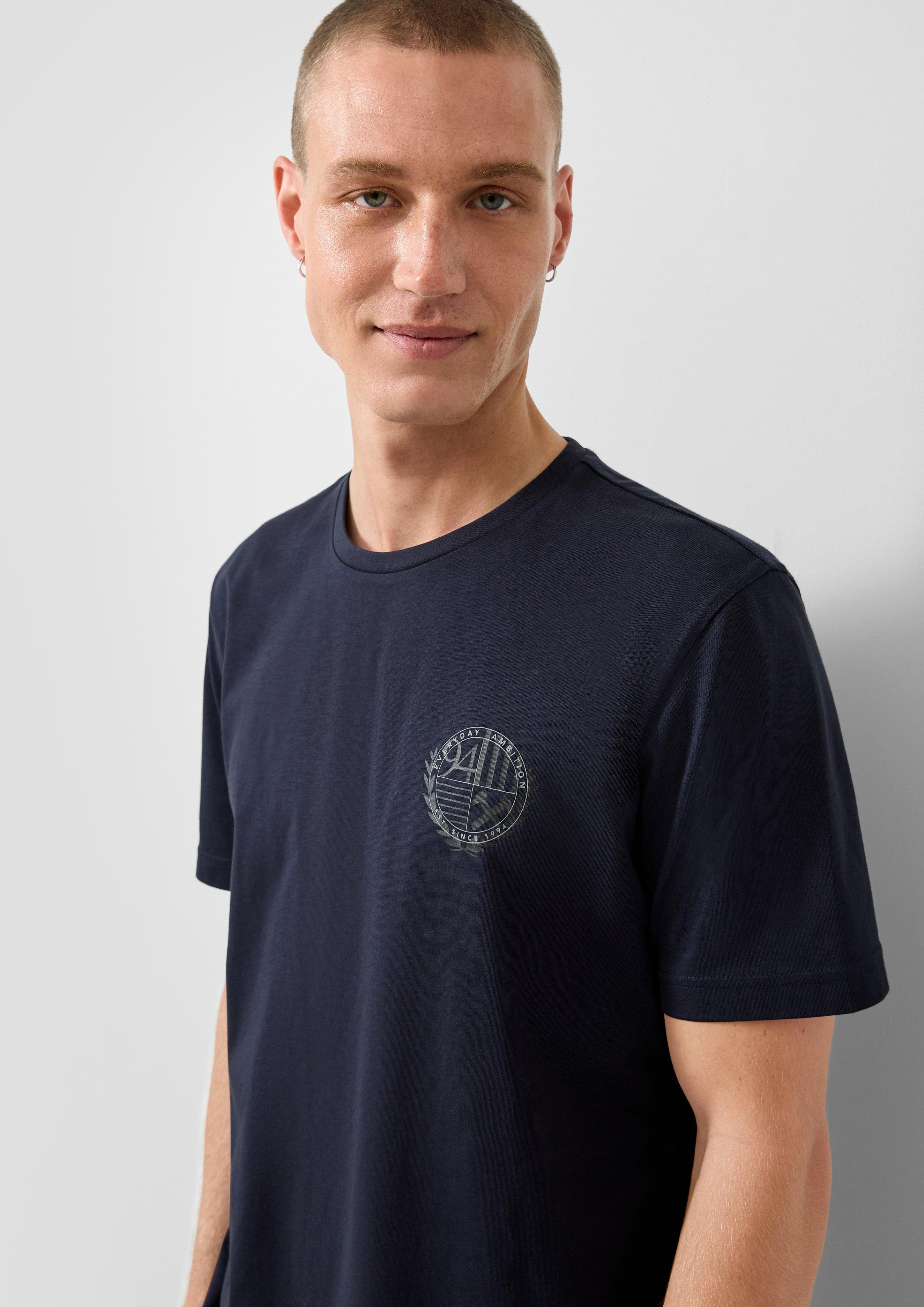 Heren T-shirt in blauw van QS