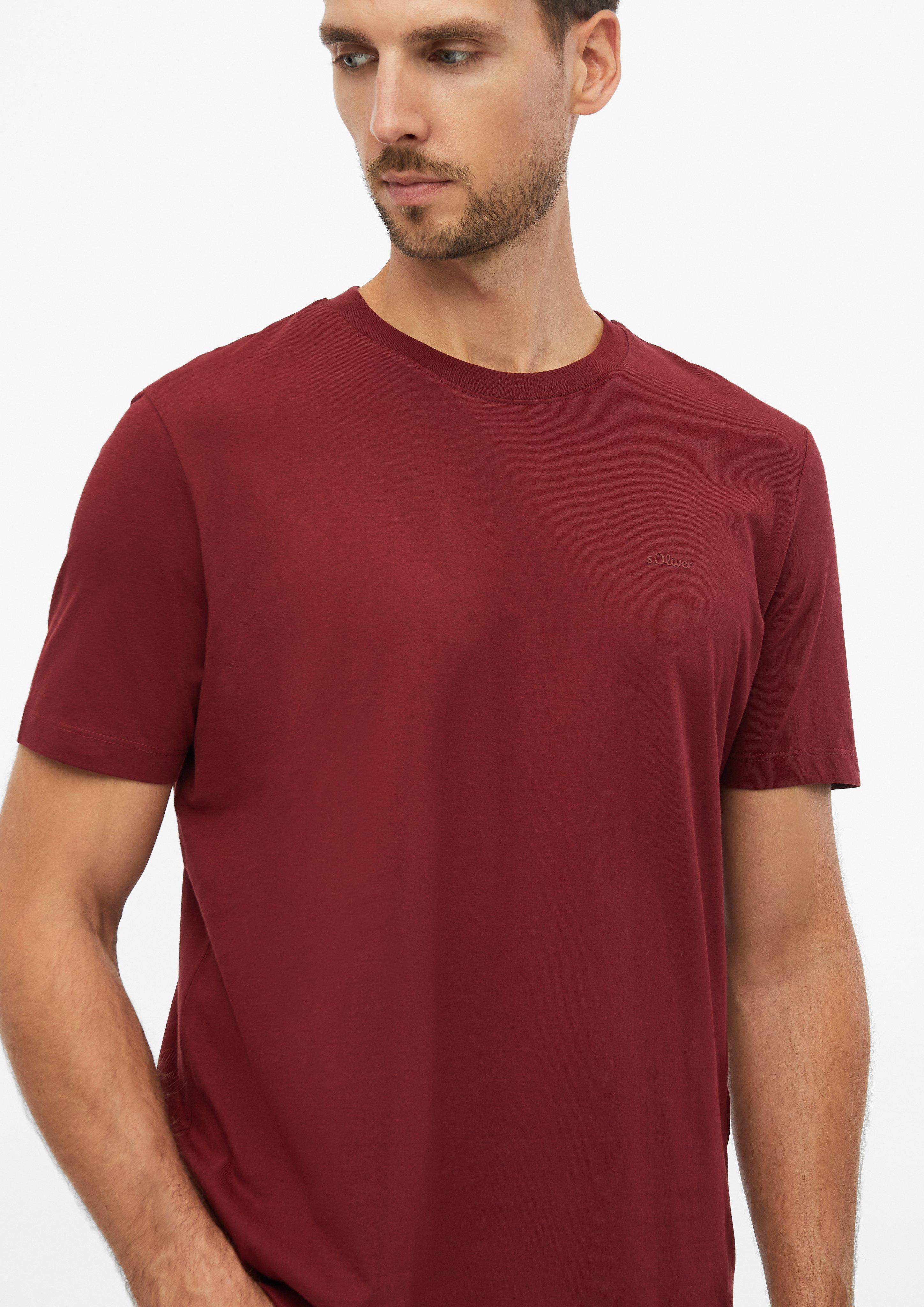 Herren Baumwoll-T-Shirt mit Logo-Print in rot von s.Oliver
