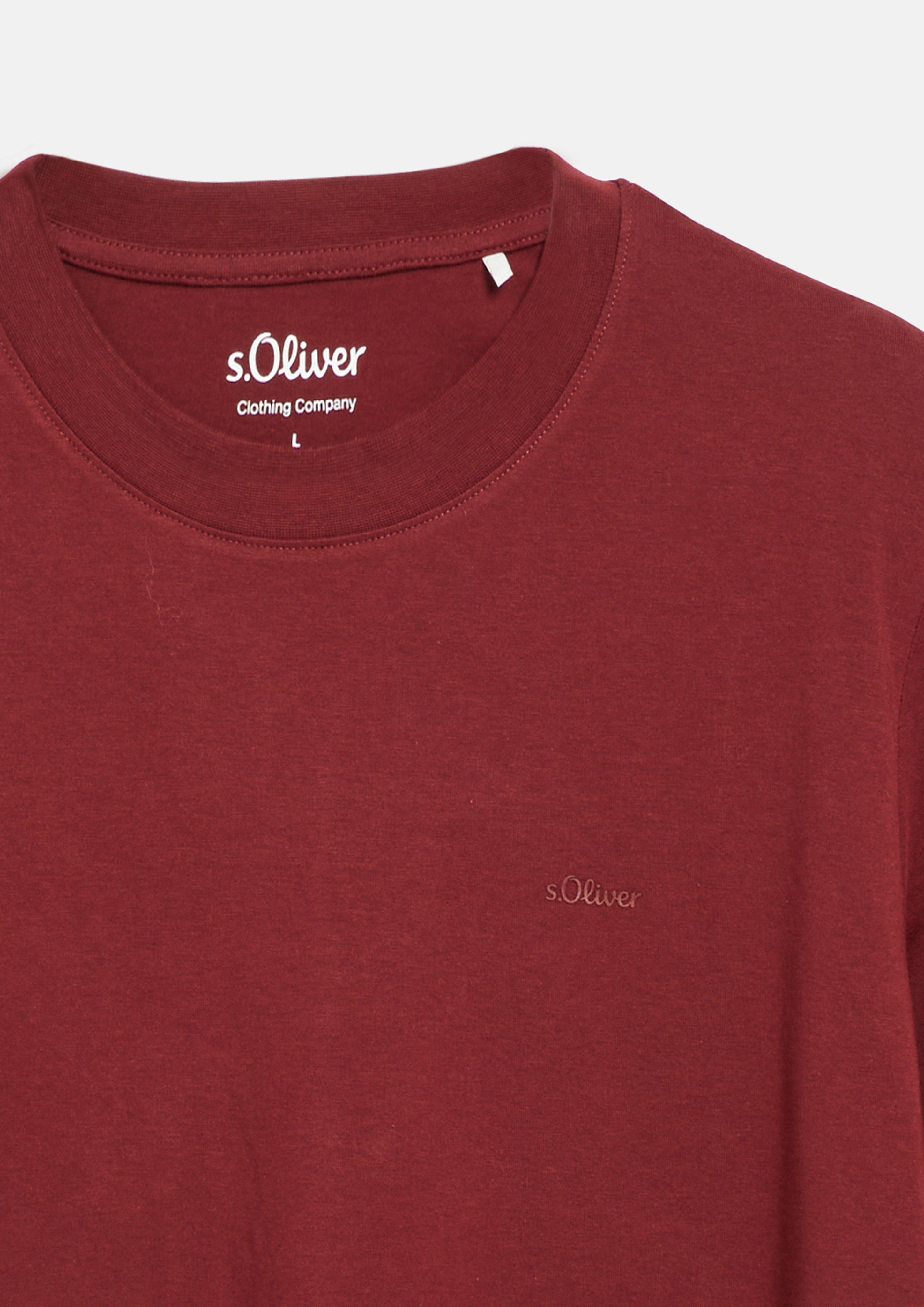 Herren Baumwoll-T-Shirt mit Logo-Print in rot von s.Oliver