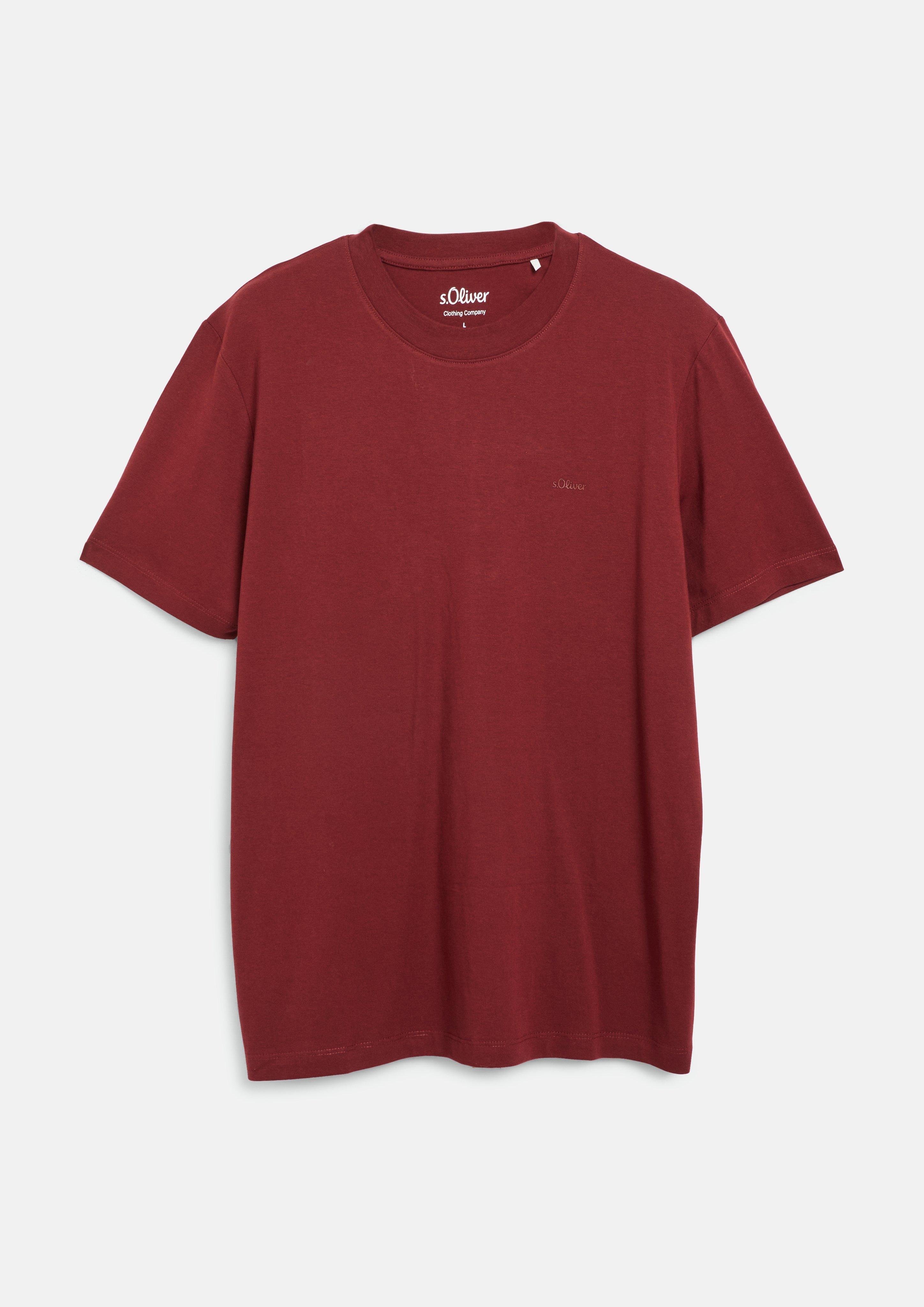 T-shirt en coton avec logo imprimé en bordeaux de s.Oliver