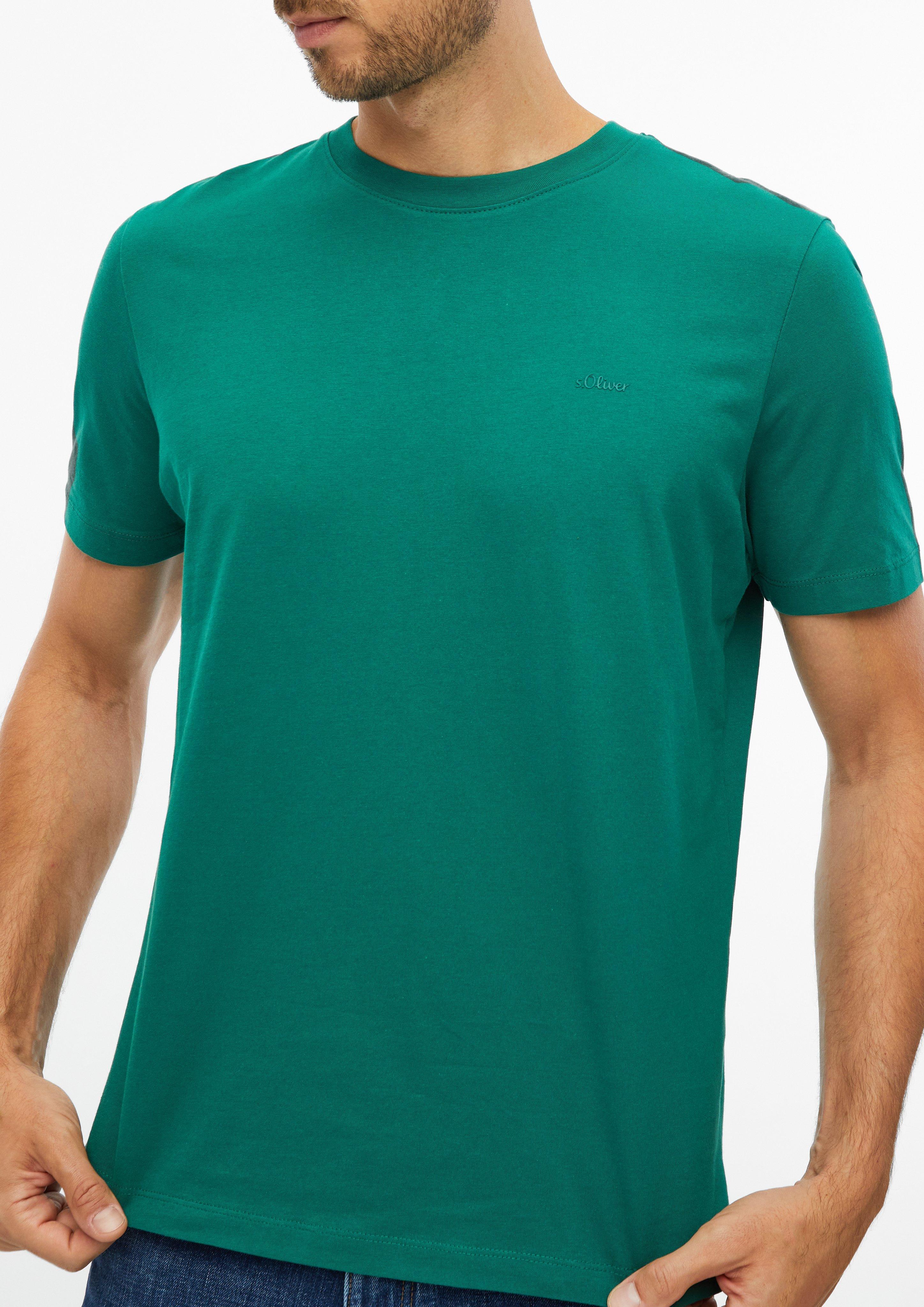 Mężczyźni T-shirt bawełniany z nadrukiem z logo w kolorze zielony od s.Oliver