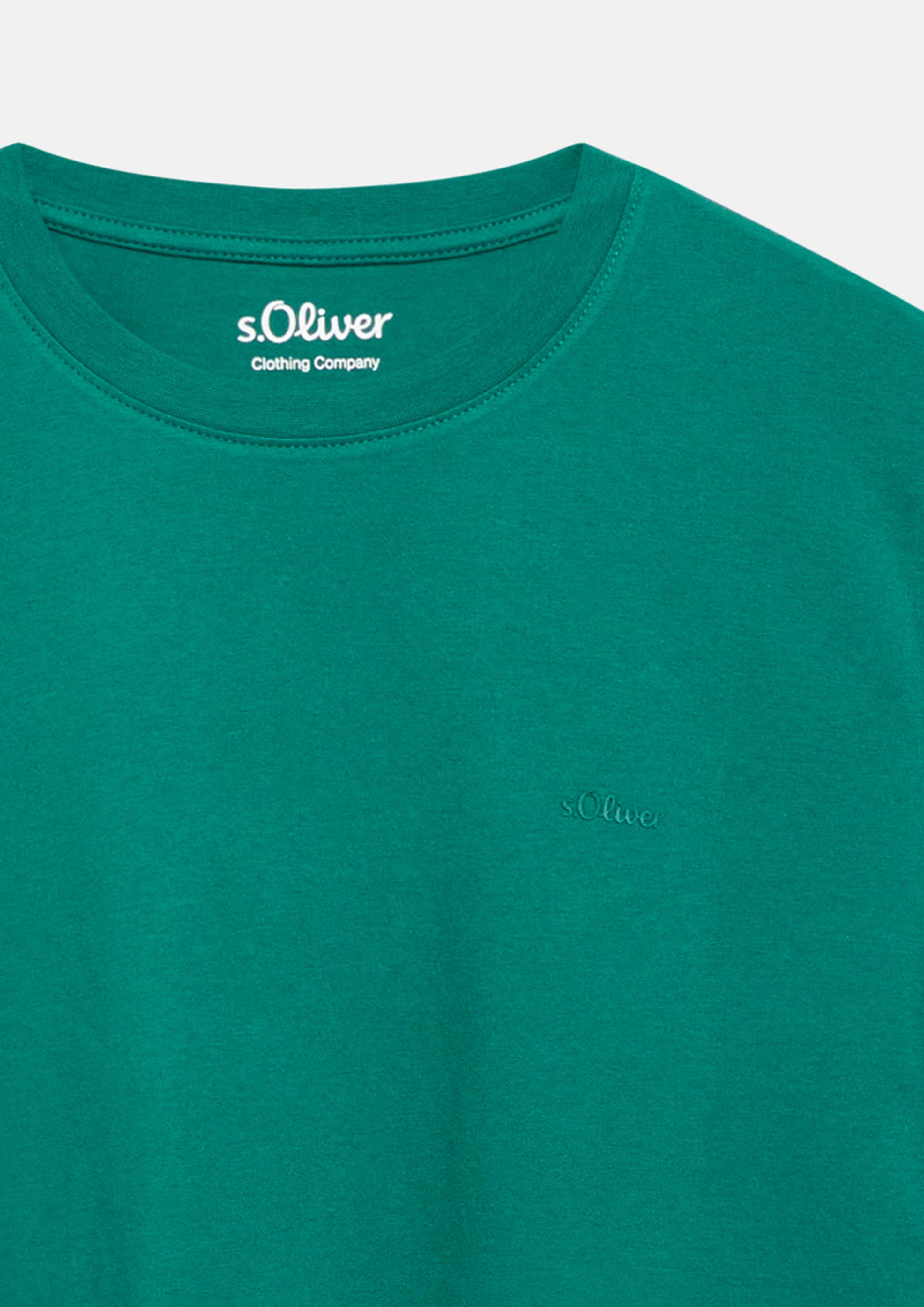 Mężczyźni T-shirt bawełniany z nadrukiem z logo w kolorze zielony od s.Oliver