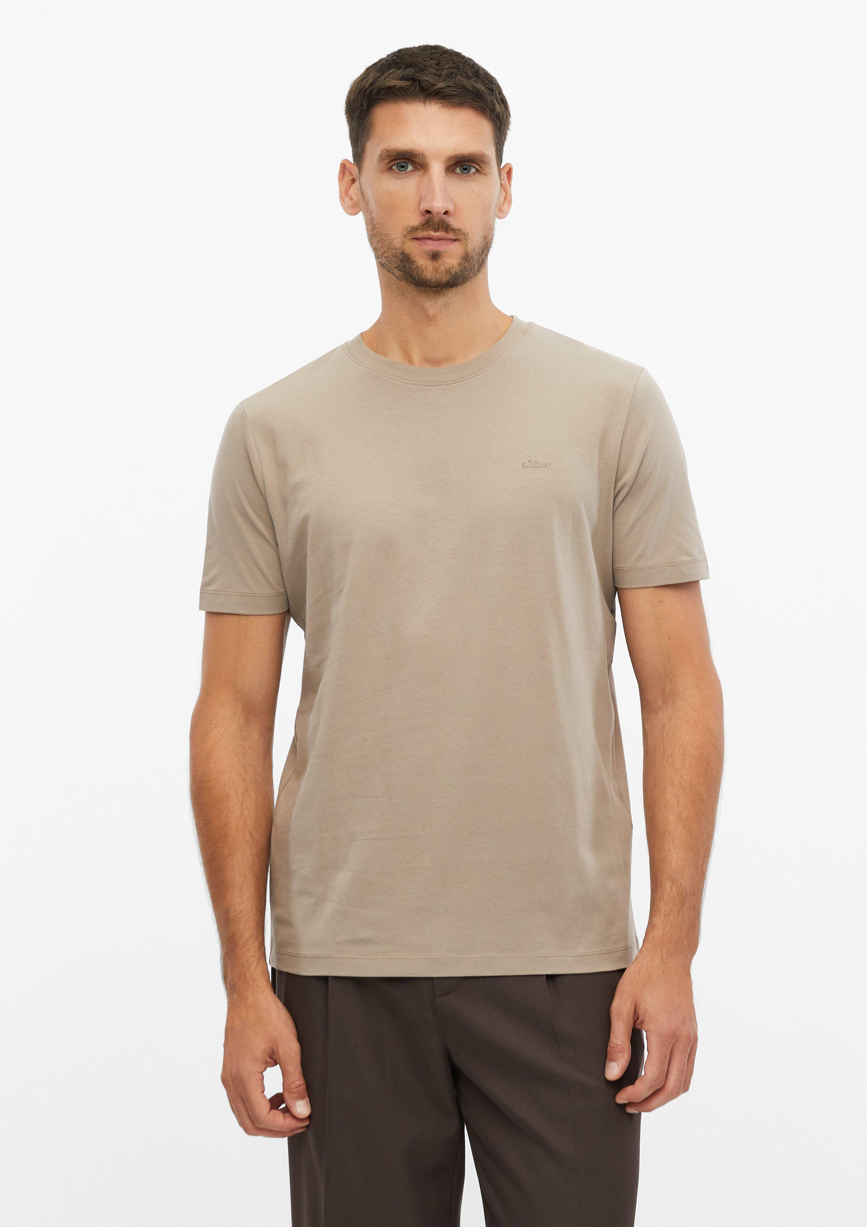 Baumwoll-T-Shirt mit Logo-Print in Farbe hellbraun von s.Oliver
