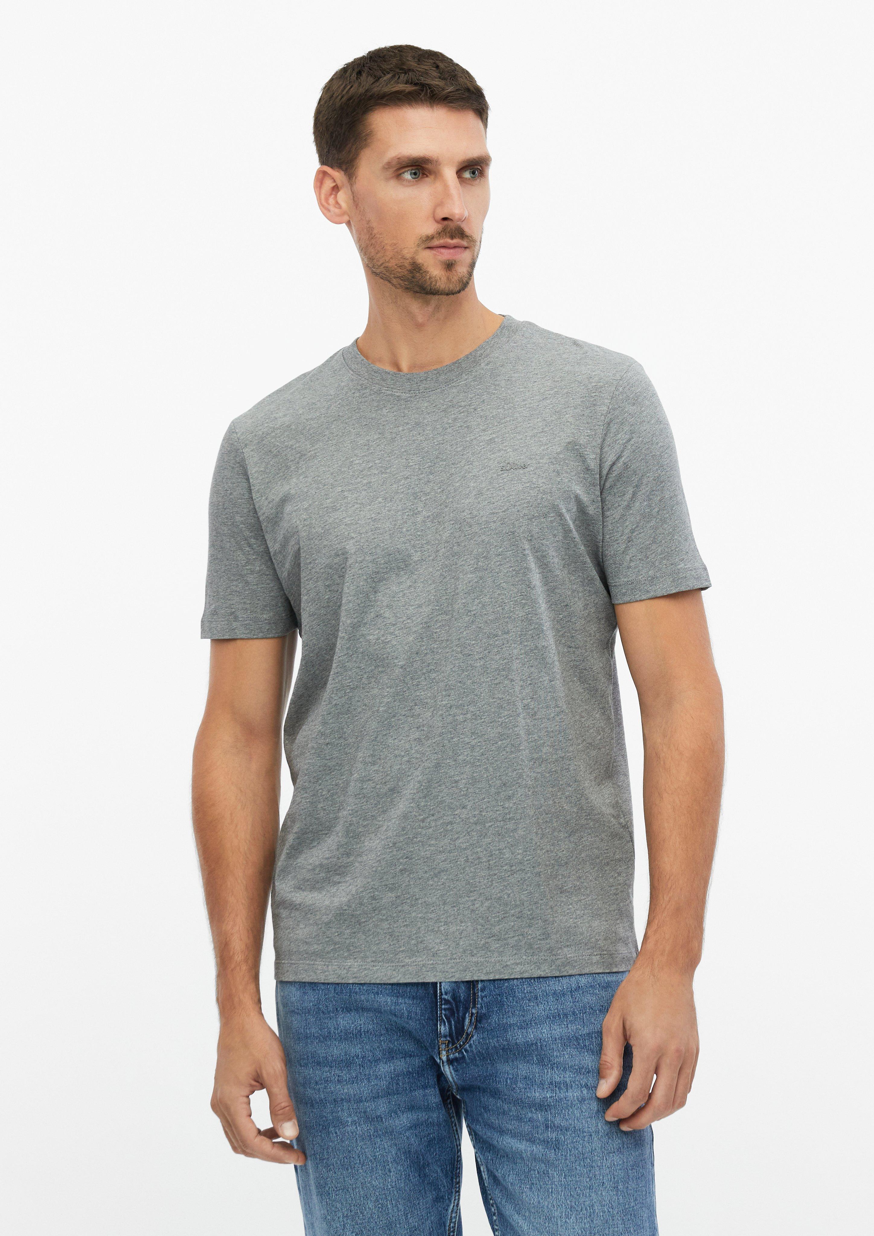 T-shirt en coton avec logo imprimé en gris de s.Oliver