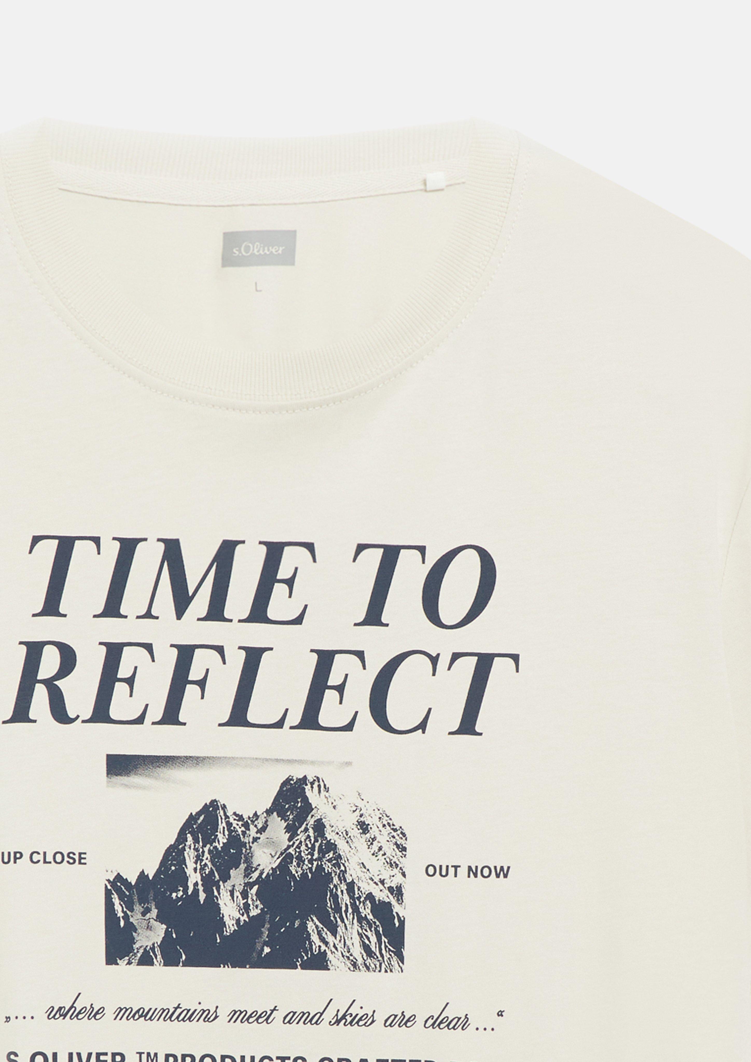 Herren Baumwoll-T-Shirt mit Artwork in grau von s.Oliver