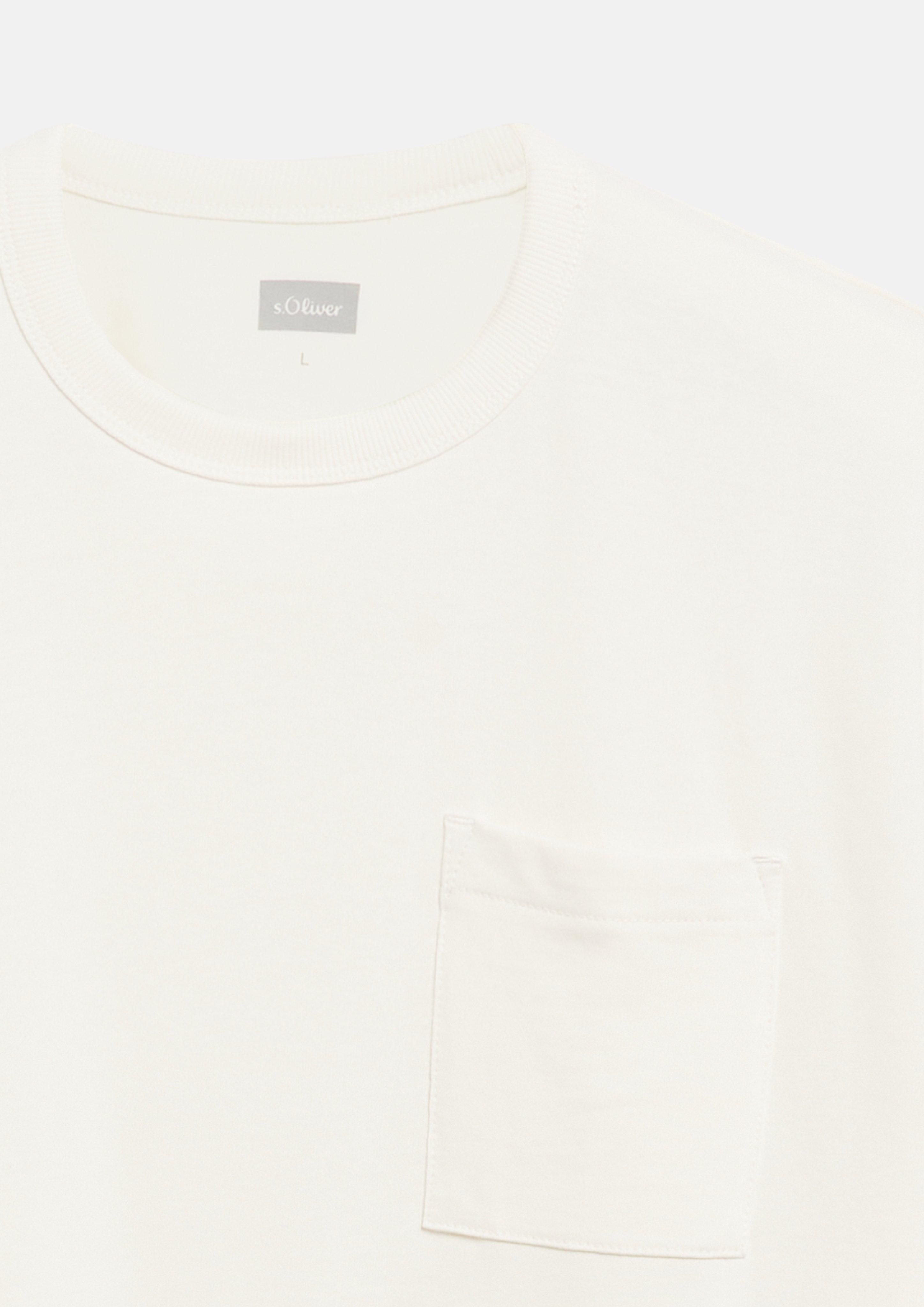 Hommes T-shirt en jersey épais avec poche poitrine, coupe moderne en blanc de s.Oliver
