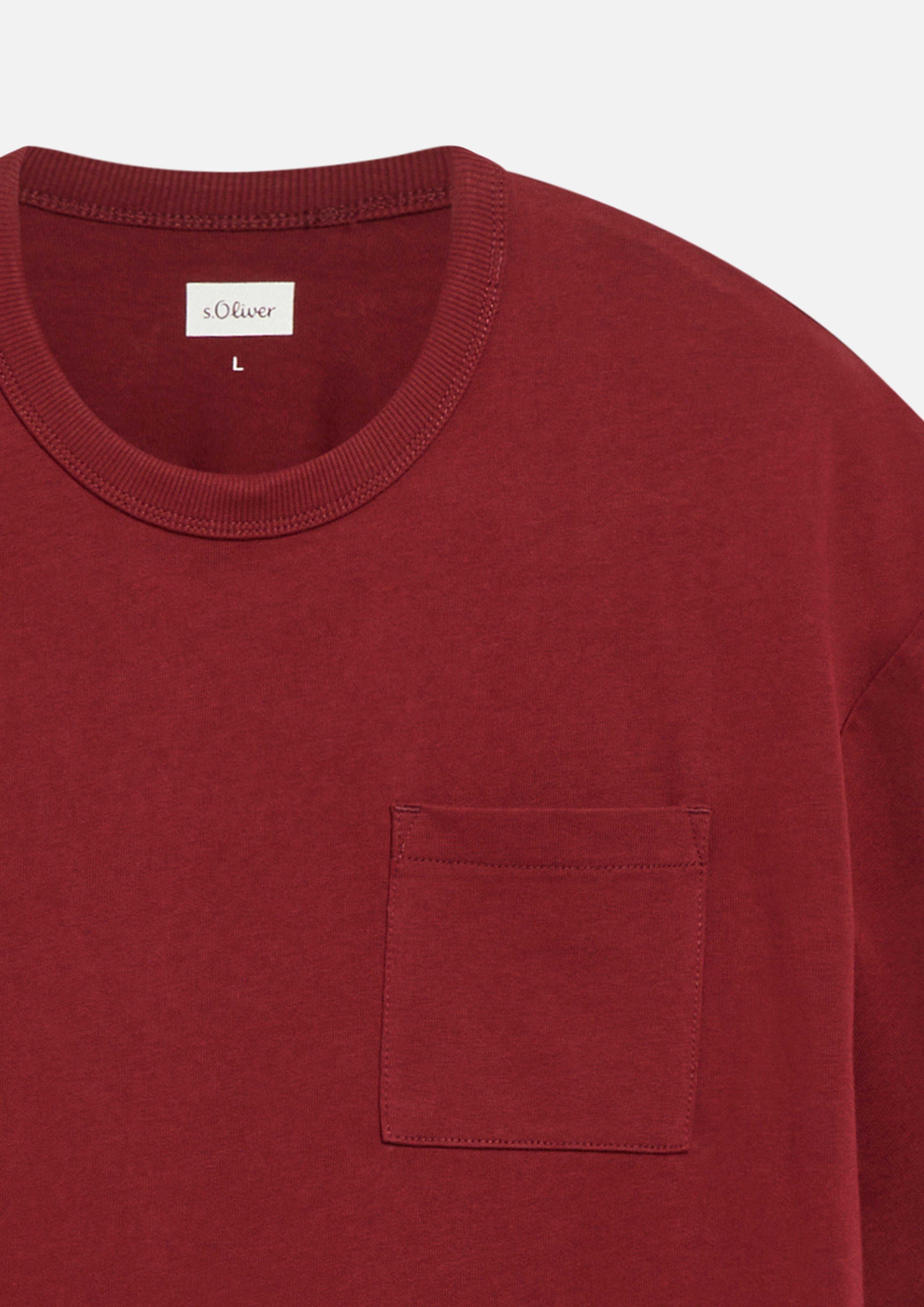 Heren T-shirt van zware jersey met borstzak in een moderne pasvorm in rood van s.Oliver