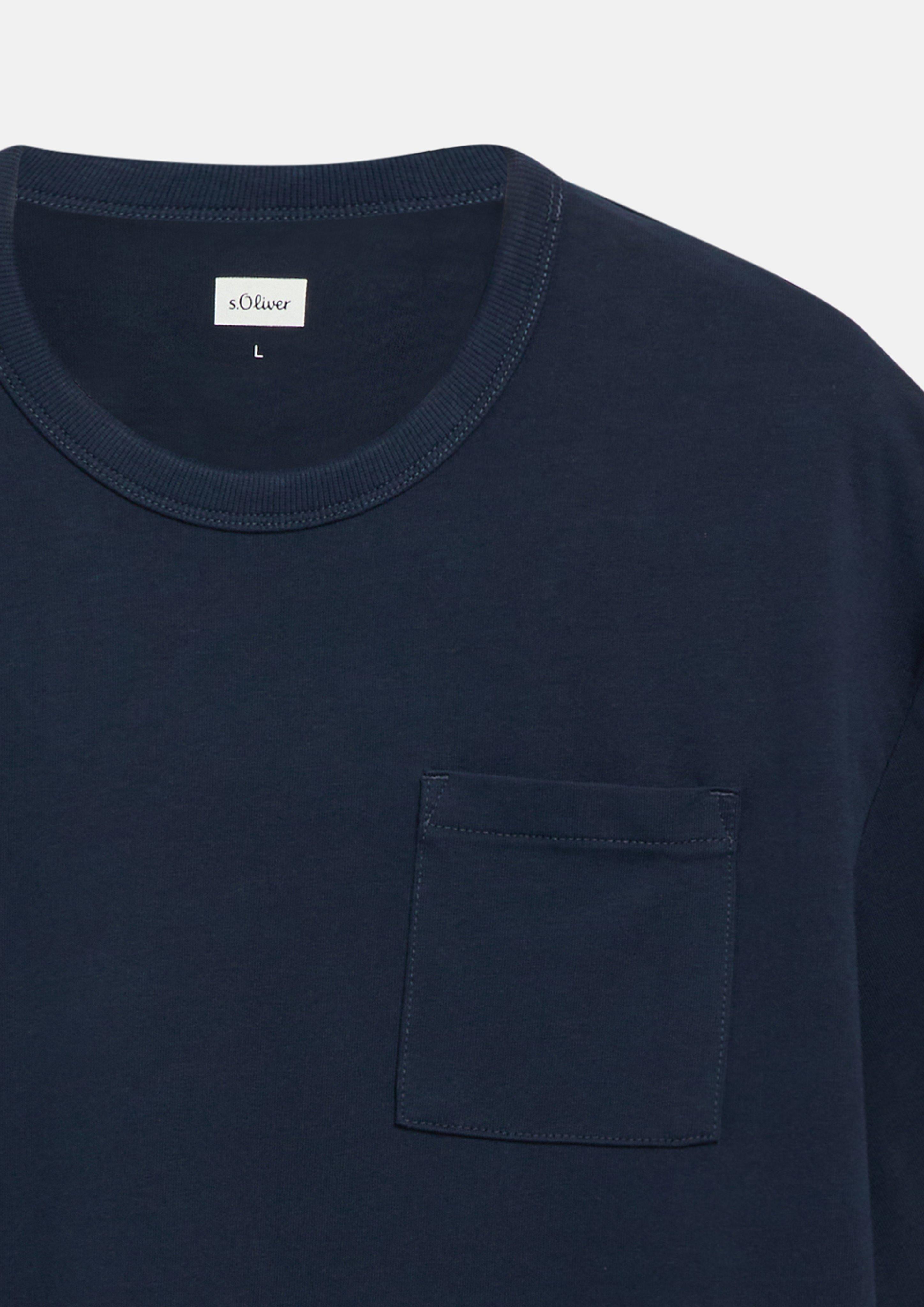 Hommes T-shirt en jersey épais avec poche poitrine, coupe moderne en bleu de s.Oliver