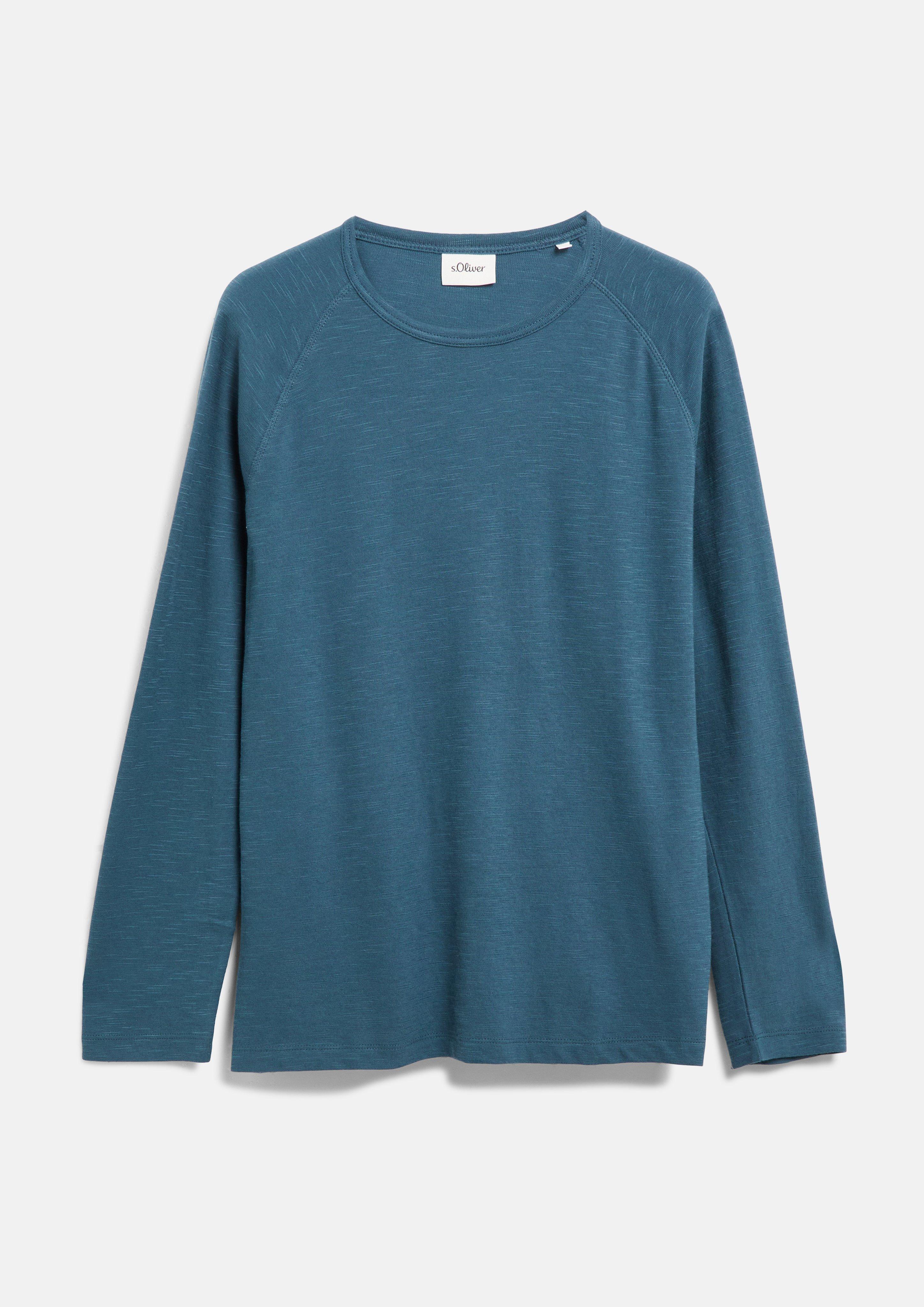 Hommes T-shirt à manches longues raglan en jersey de fil flammé en bleu de s.Oliver