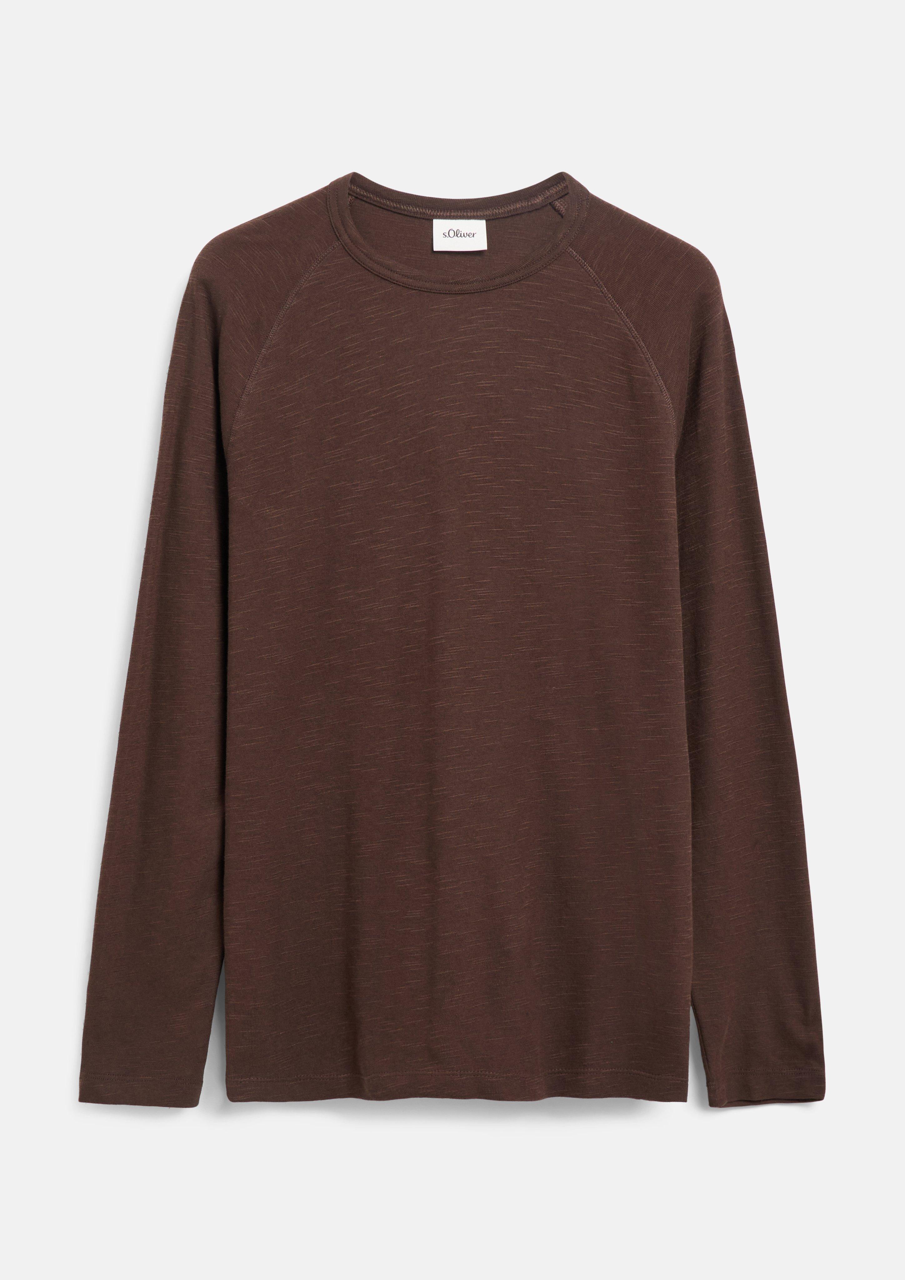 Hommes T-shirt à manches longues raglan en jersey de fil flammé en brun de s.Oliver