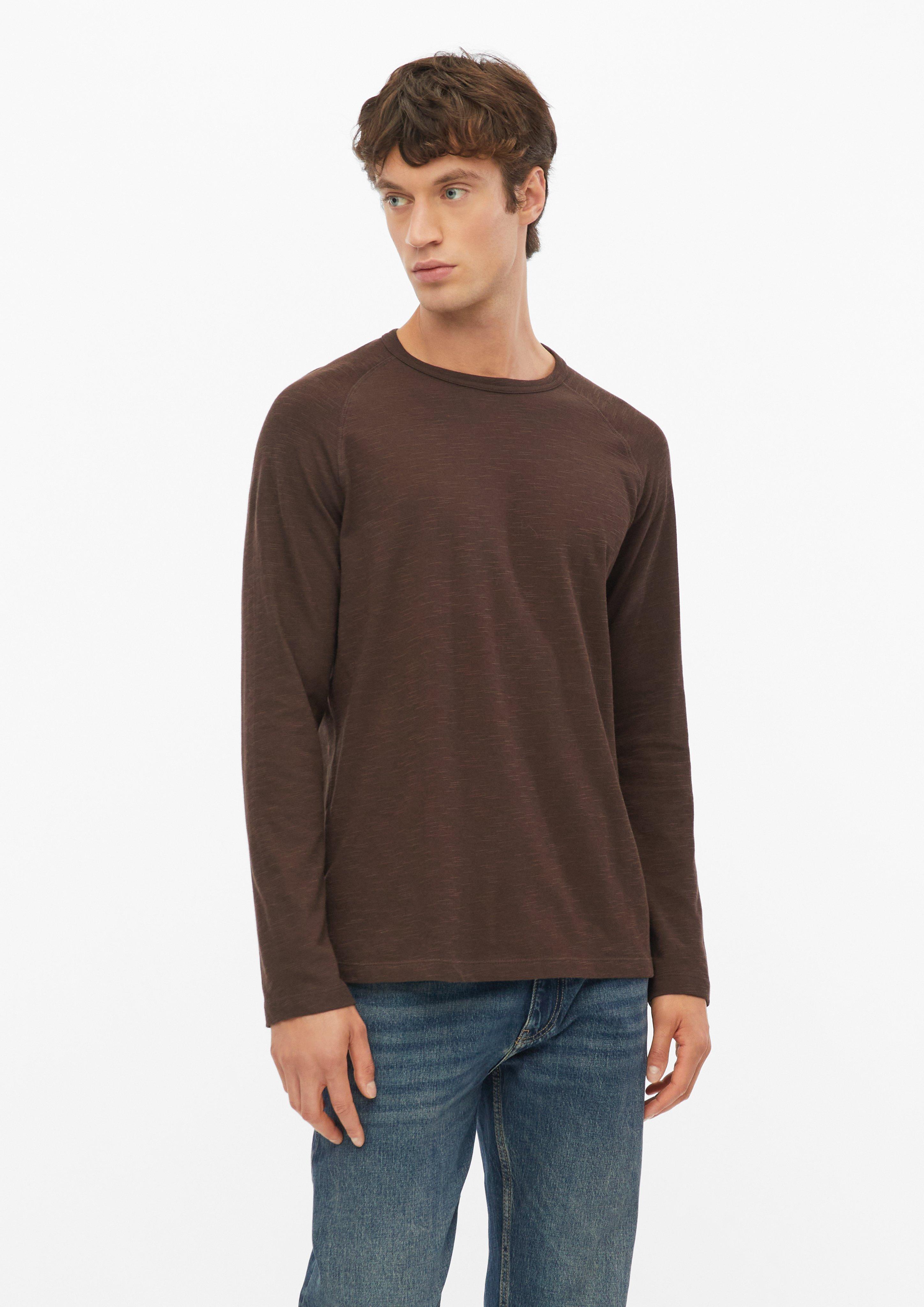 Raglan-shirt met lange mouwen van vlamgaren-jersey in donkerbruin van s.Oliver