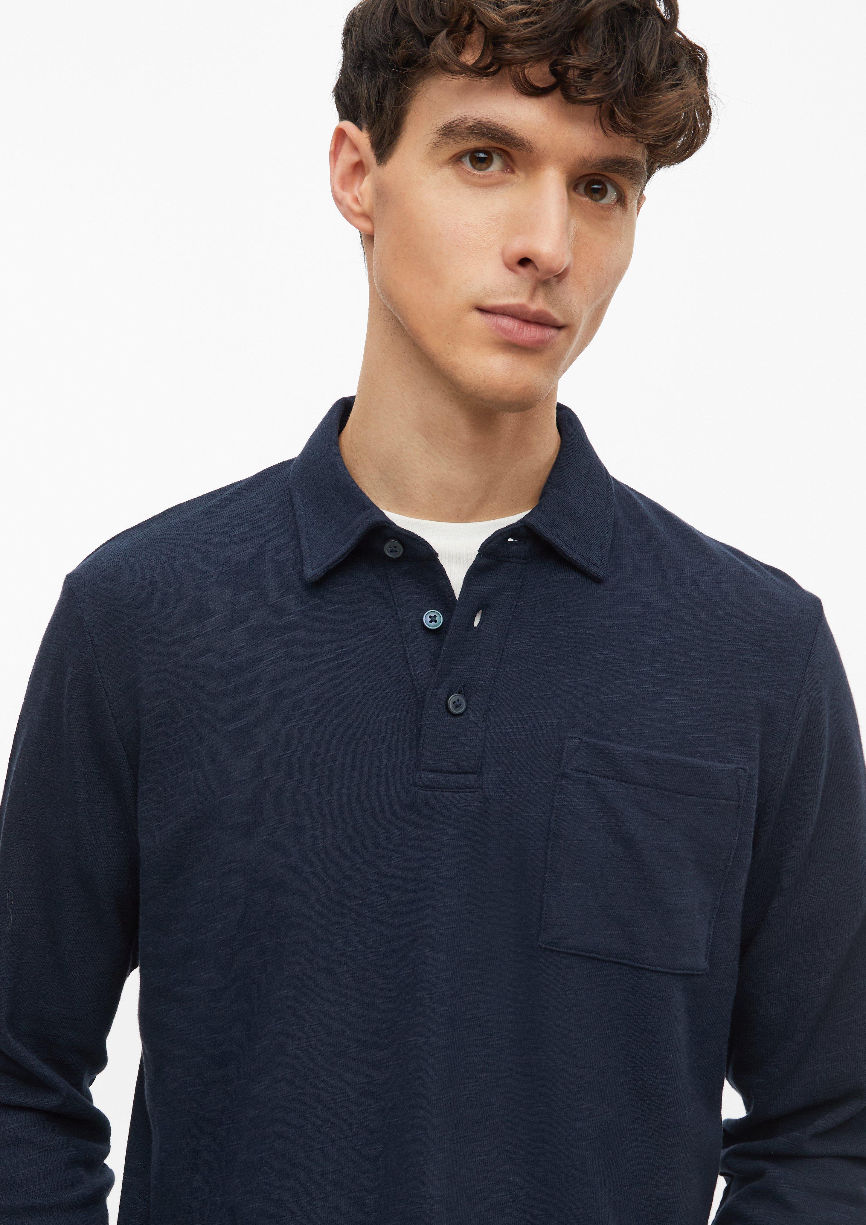 Men Polo shirt made of slub jersey with a chest pocket in blue by s.Oliver