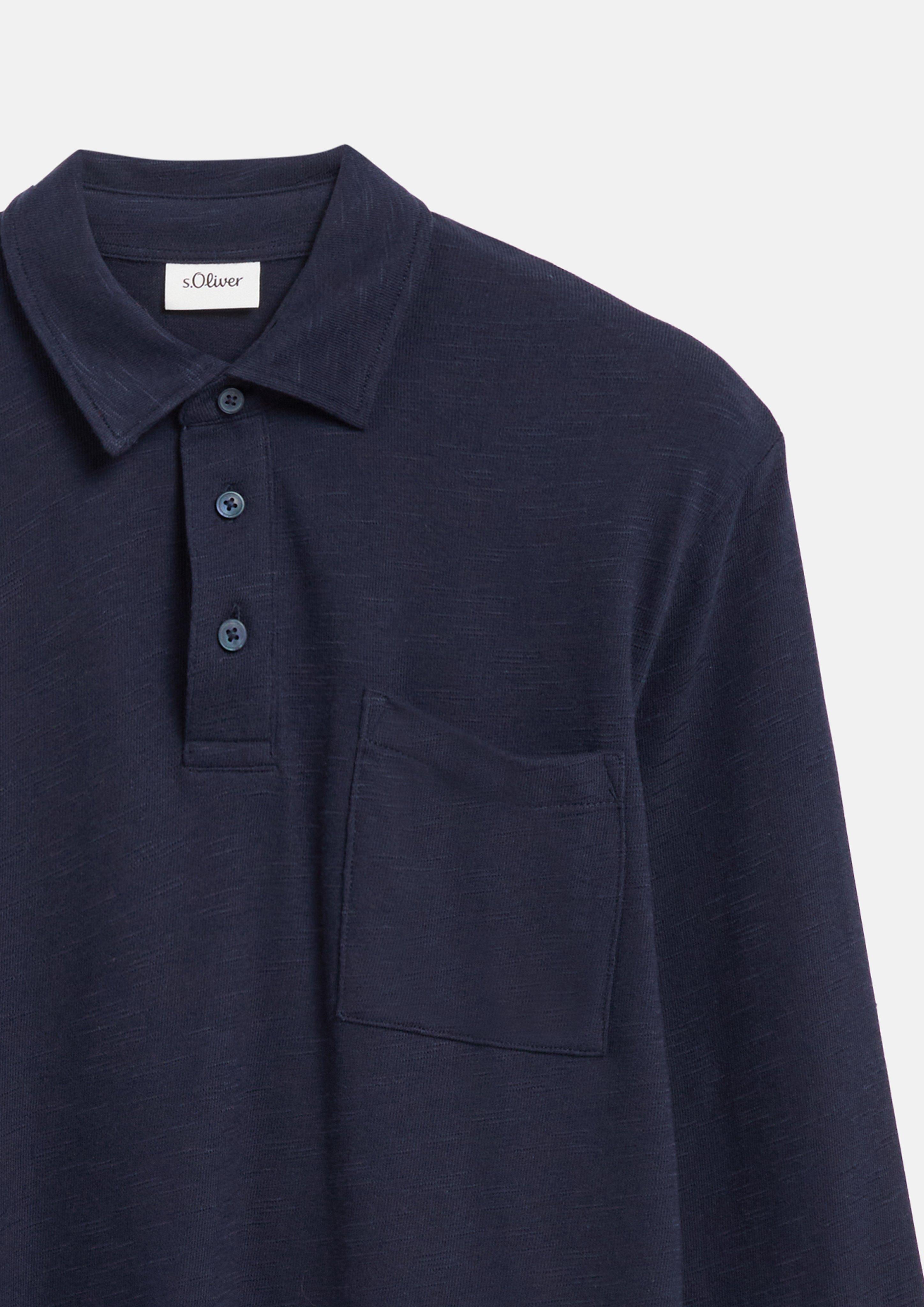 Men Polo shirt made of slub jersey with a chest pocket in blue by s.Oliver