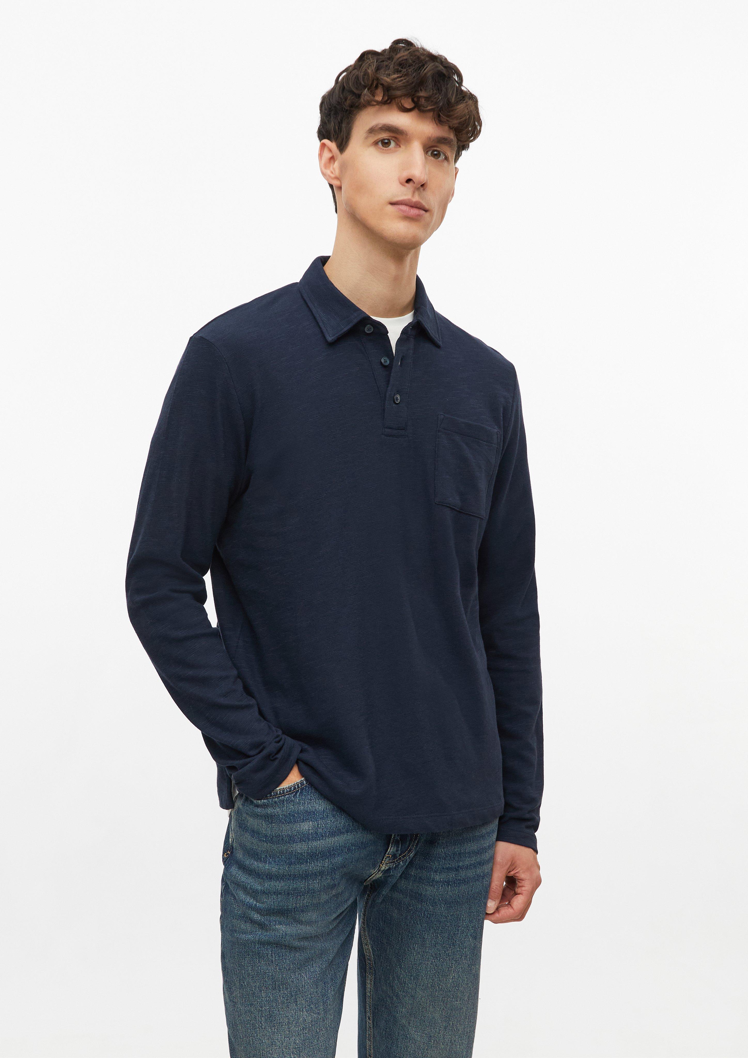 Poloshirt aus Flammgarn-Jersey mit Brusttasche in Farbe navy von s.Oliver