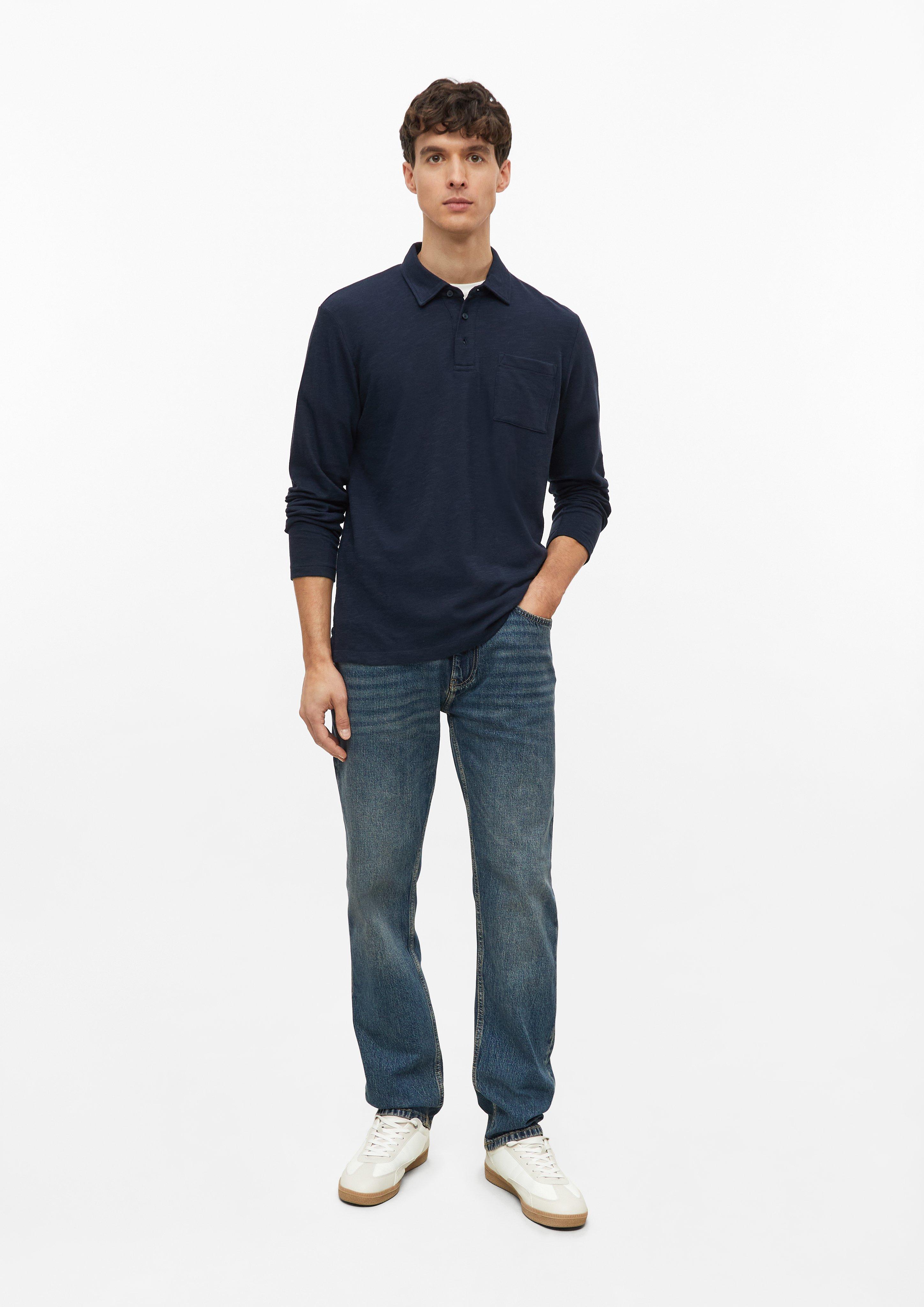 Men Polo shirt made of slub jersey with a chest pocket in blue by s.Oliver