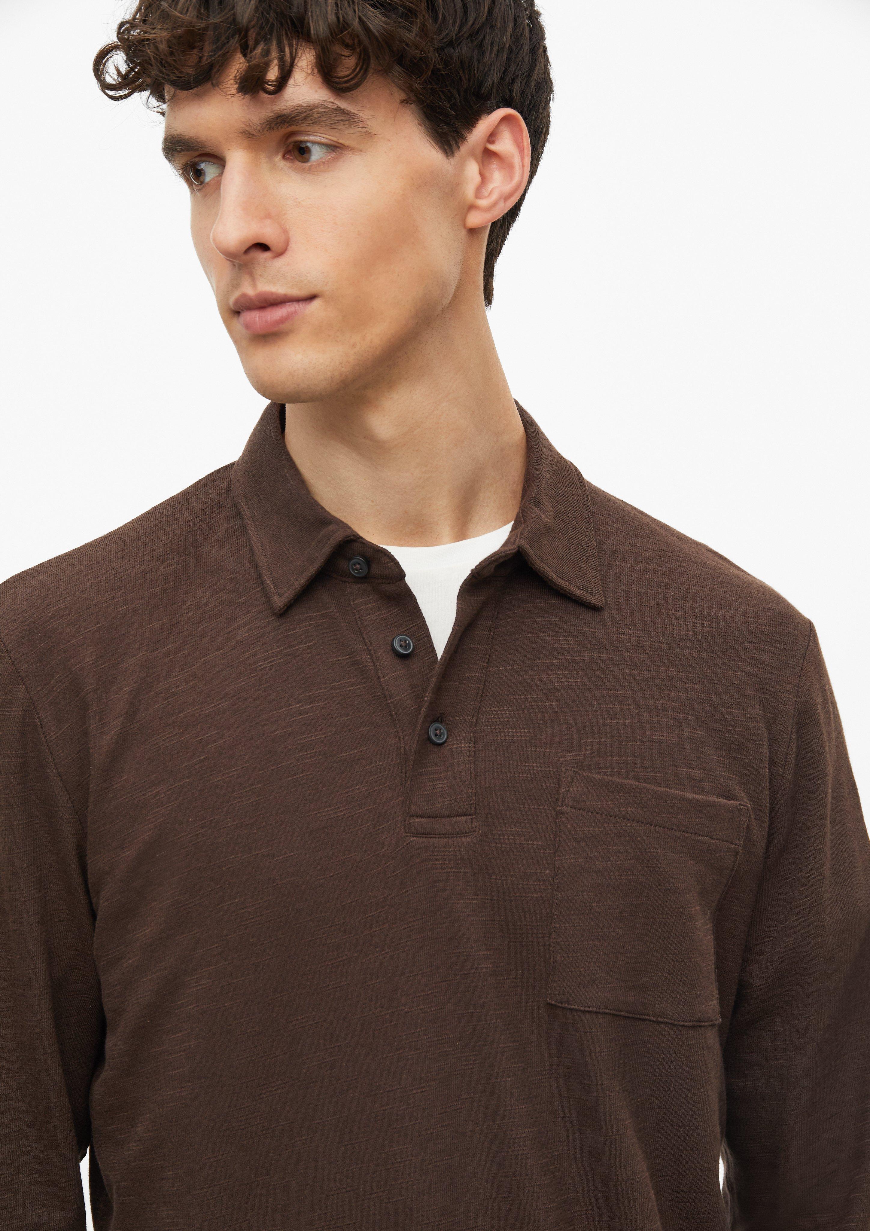 Heren Poloshirt van gevlamd jersey met borstzakje in bruin van s.Oliver