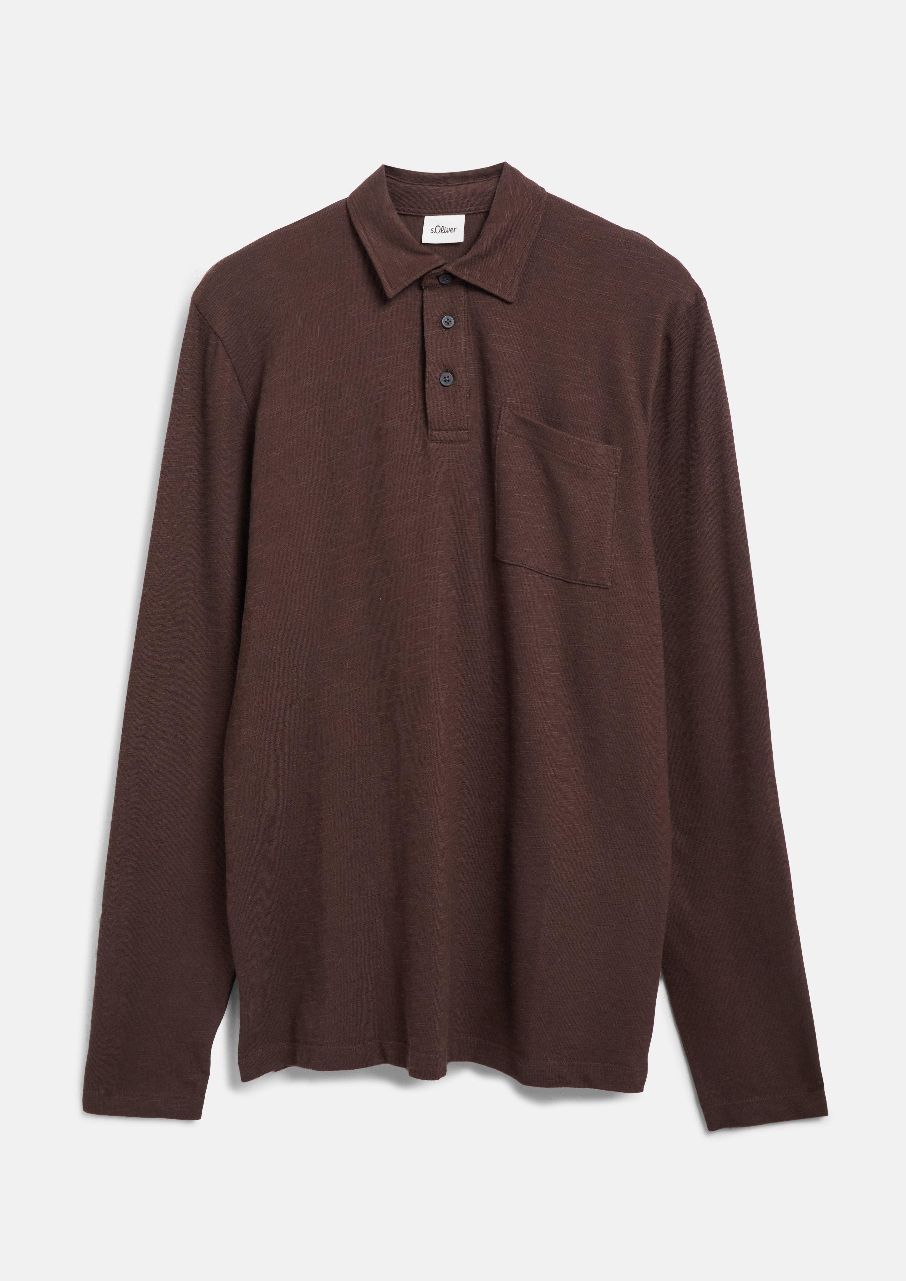 Poloshirt aus Flammgarn-Jersey mit Brusttasche in Farbe dunkelbraun von s.Oliver
