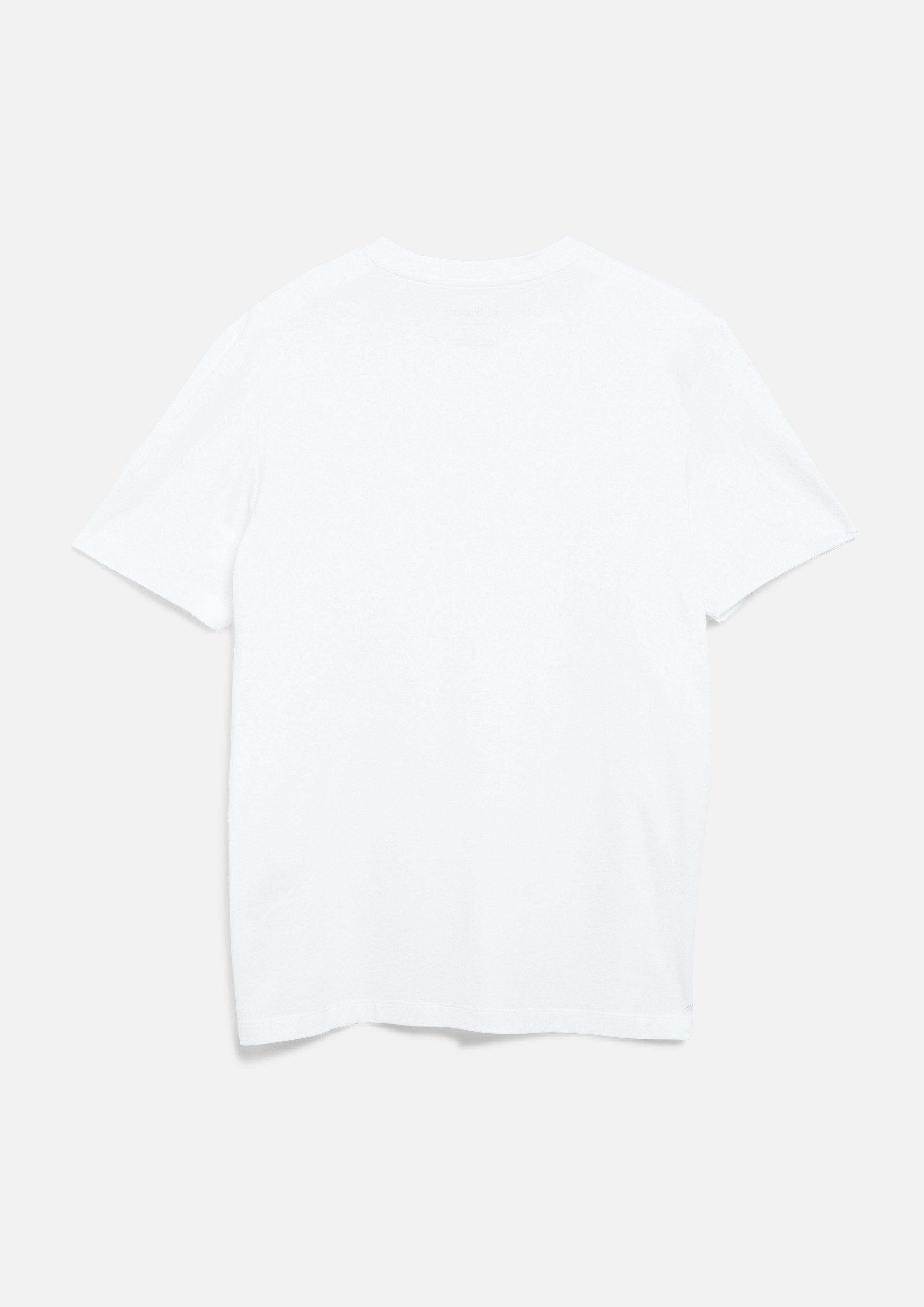 Heren Katoenen T-shirt met V-hals en logo-print in wit van s.Oliver