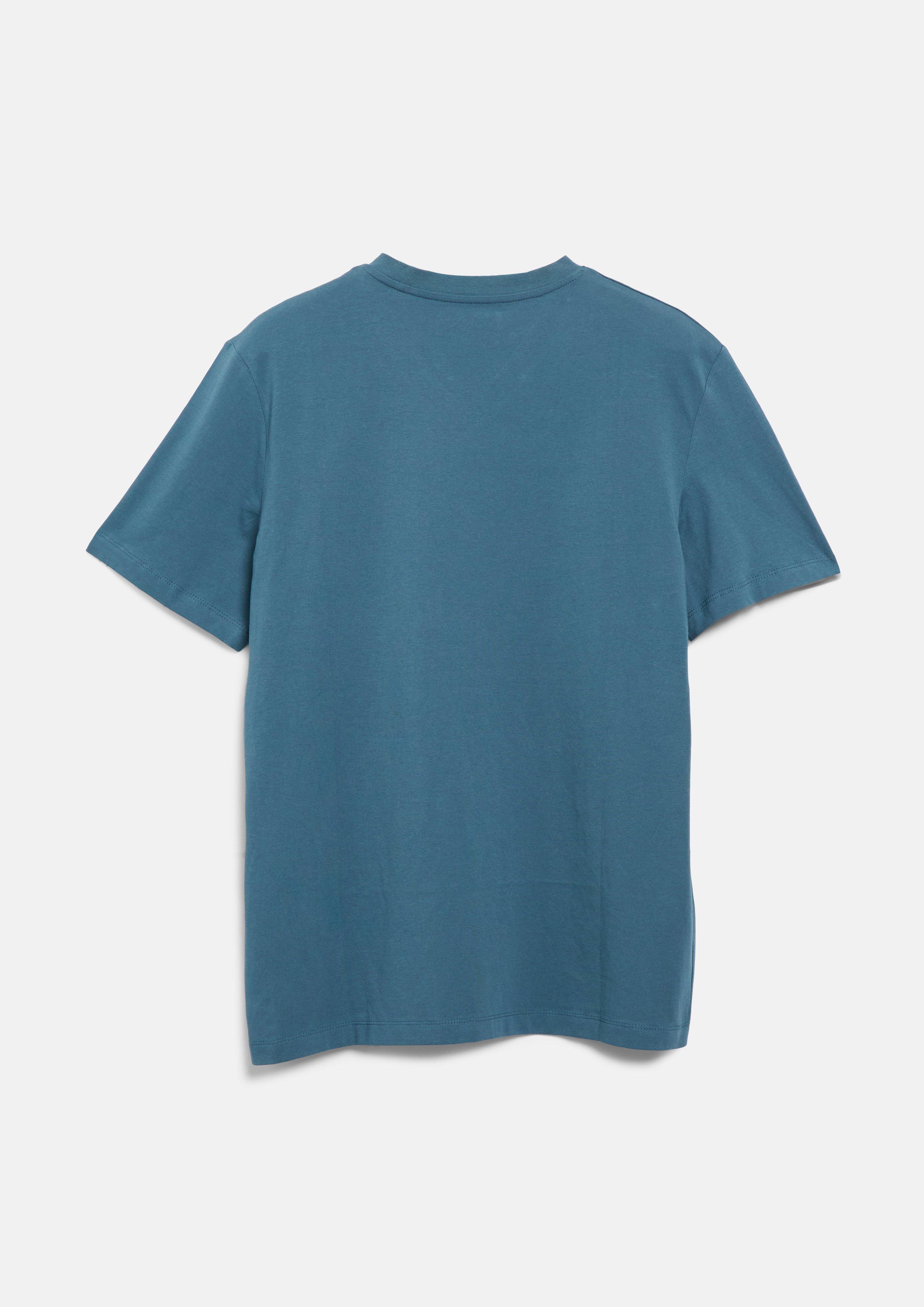 Hommes T-shirt en coton à col en V avec logo imprimé en vert de s.Oliver