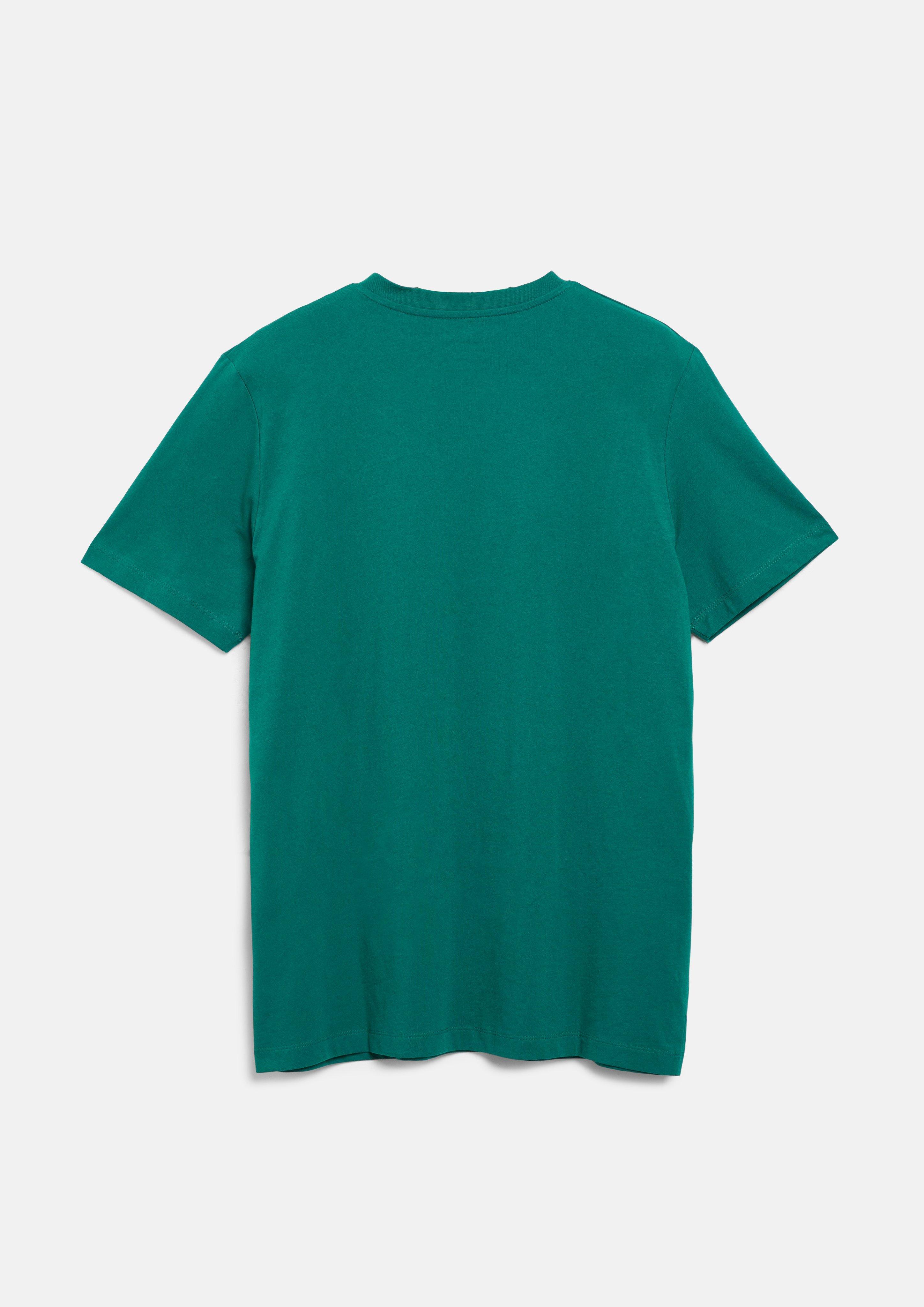 Hommes T-shirt en coton à col en V avec logo imprimé en vert de s.Oliver