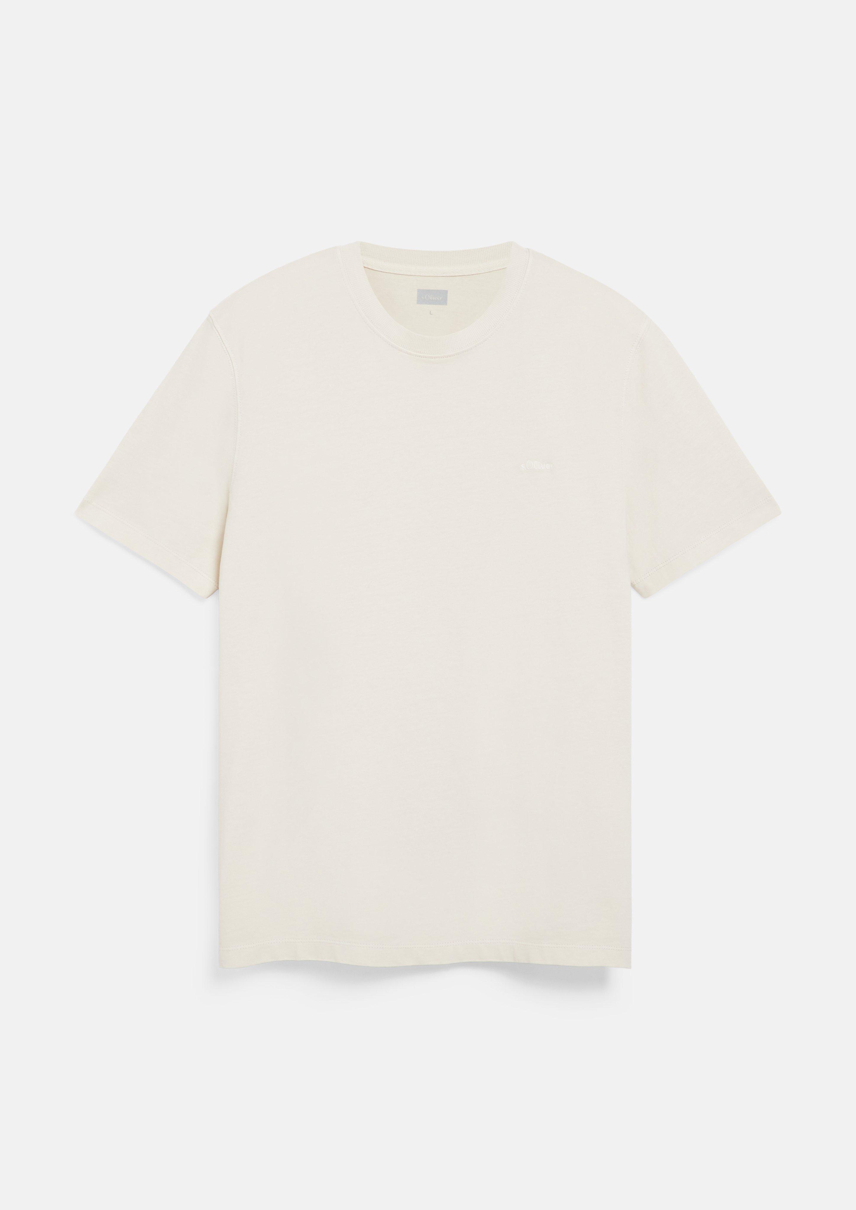 Soft Heavy Jersey T-Shirt with Logo in beige by s.Oliver