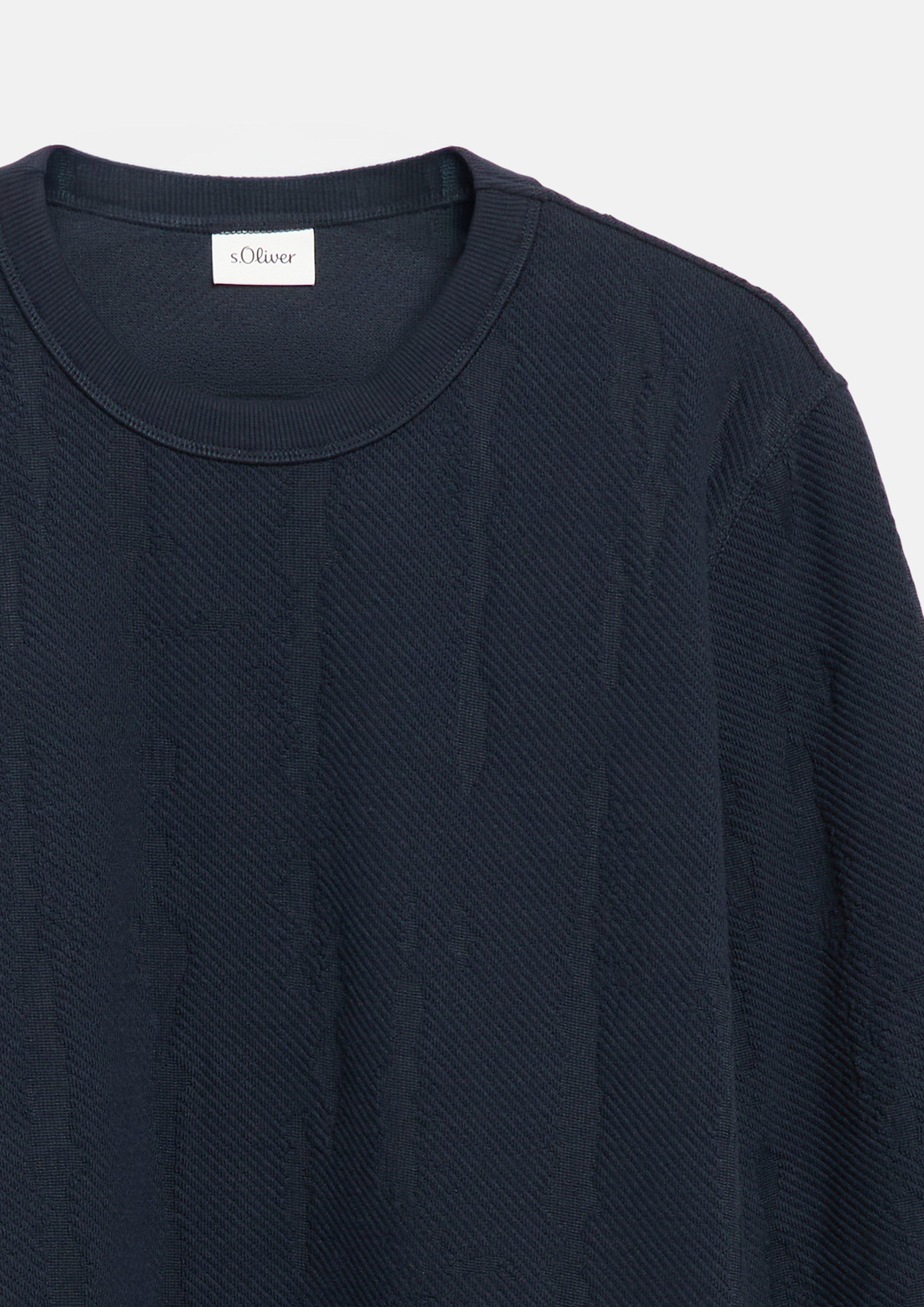 Men Sweatshirt with a jacquard pattern in blue by s.Oliver