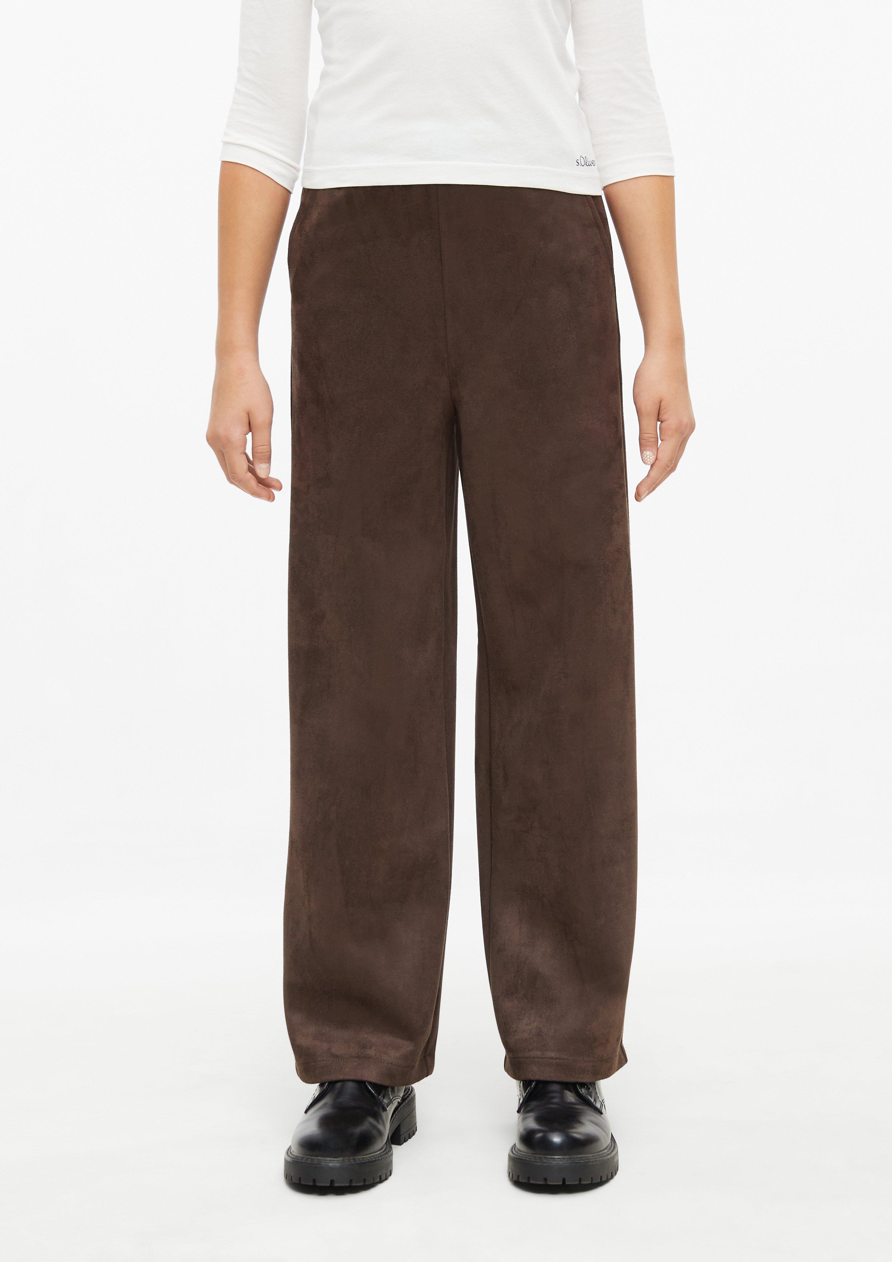 Kinder Wide Leg-Hose aus Velours mit Eingrifftaschen in braun von s.Oliver
