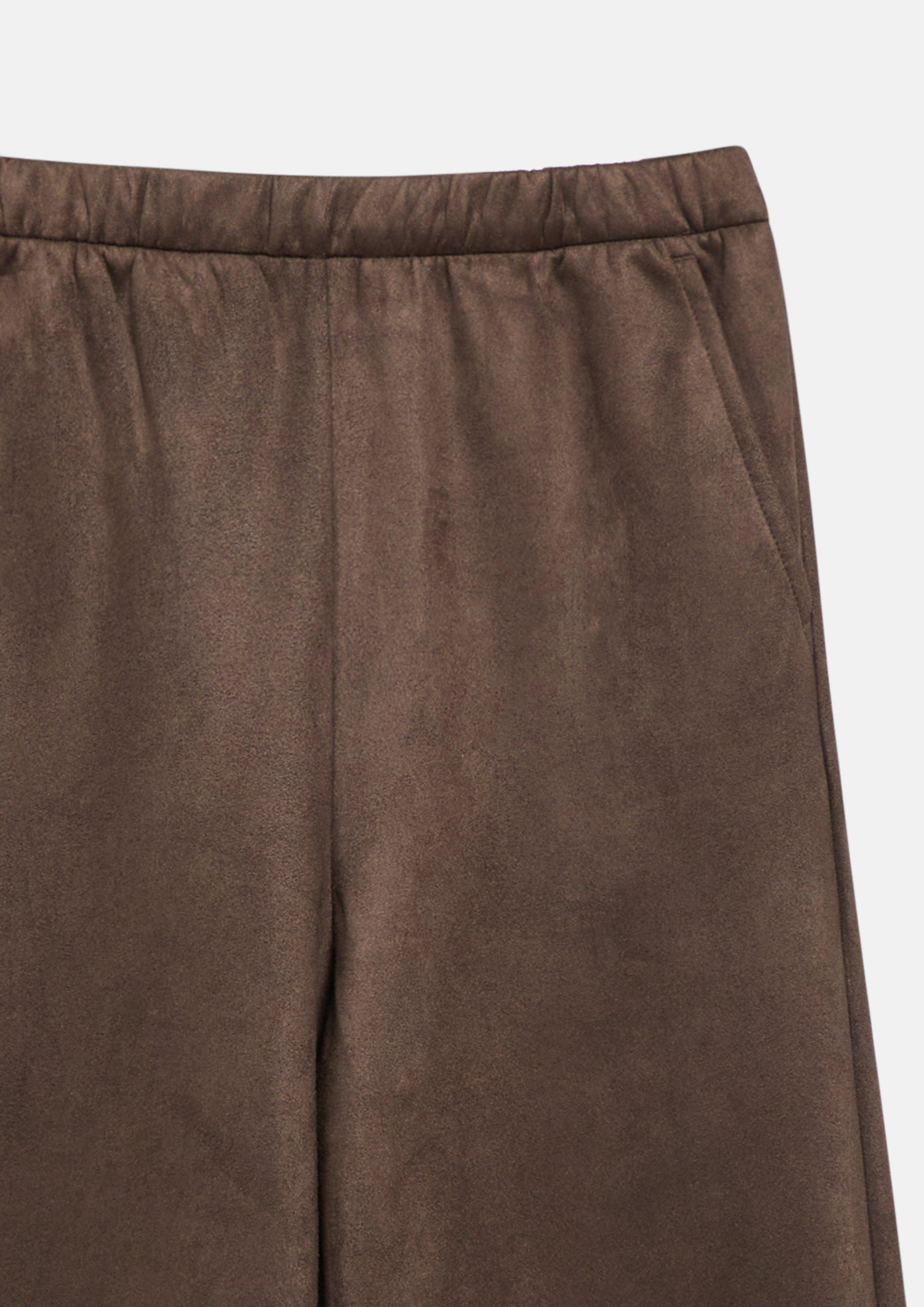 Kinder Wide Leg-Hose aus Velours mit Eingrifftaschen in braun von s.Oliver