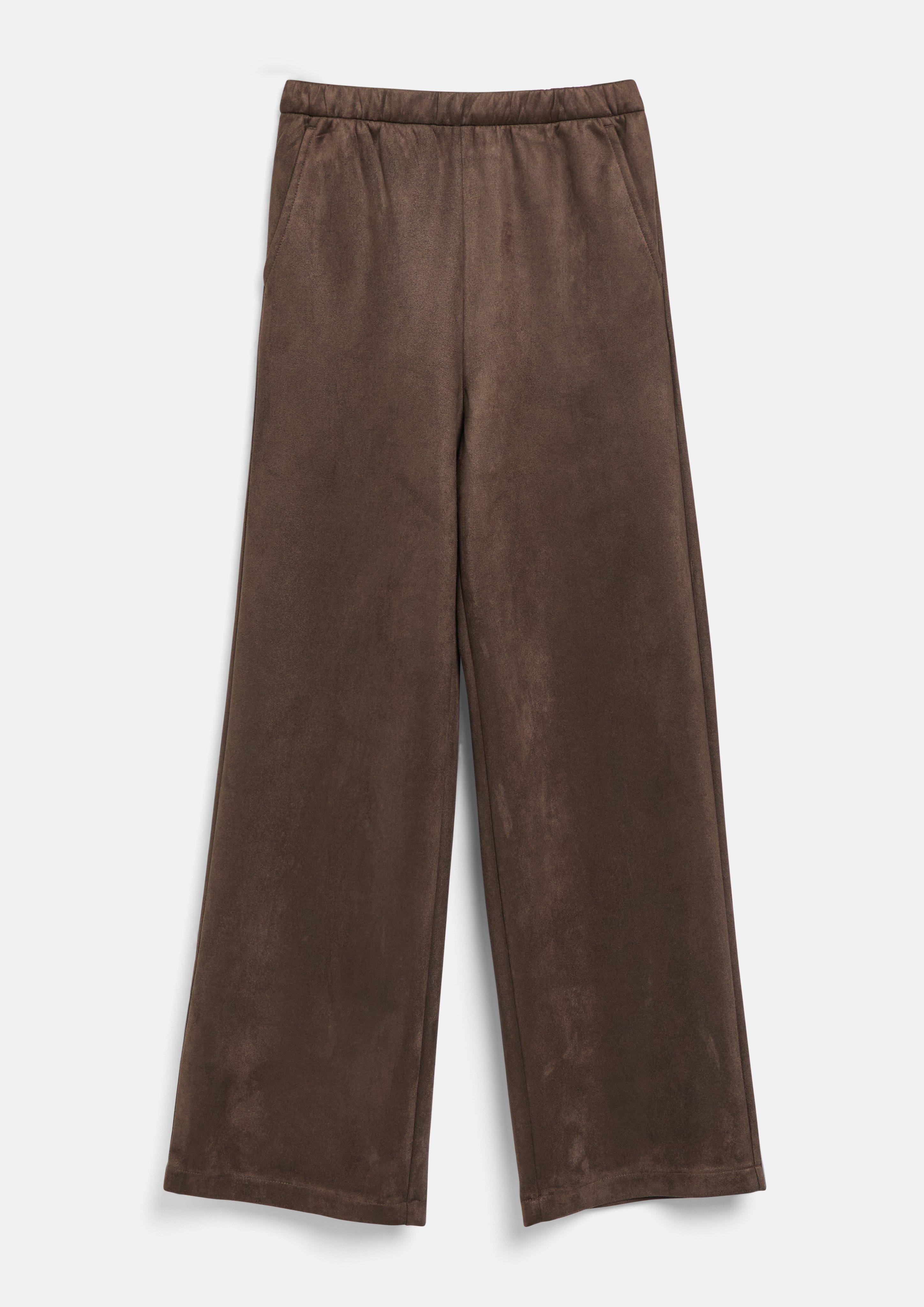 Kinder Wide Leg-Hose aus Velours mit Eingrifftaschen in dunkelbraun von s.Oliver