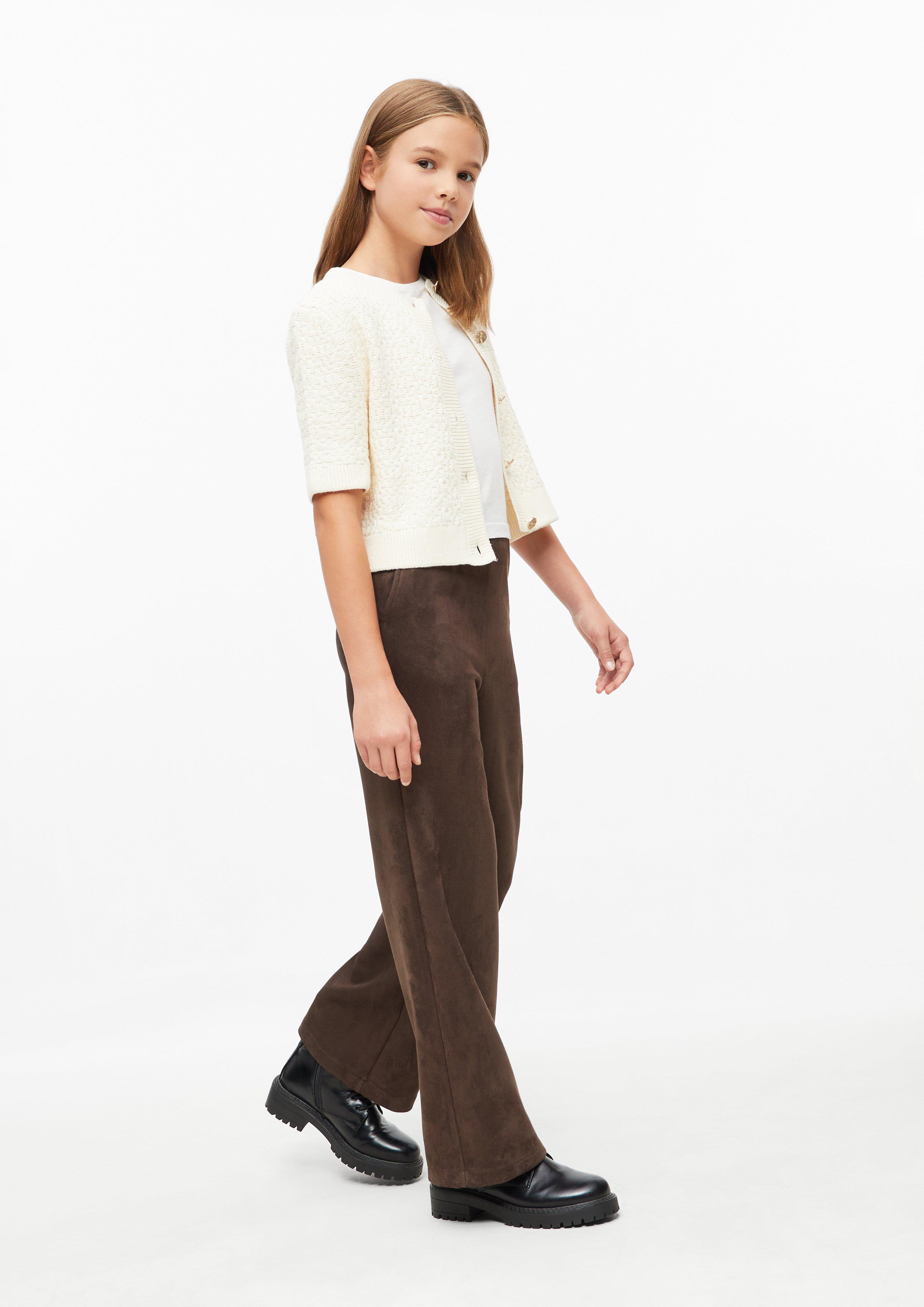 Kinder Wide Leg-Hose aus Velours mit Eingrifftaschen in braun von s.Oliver