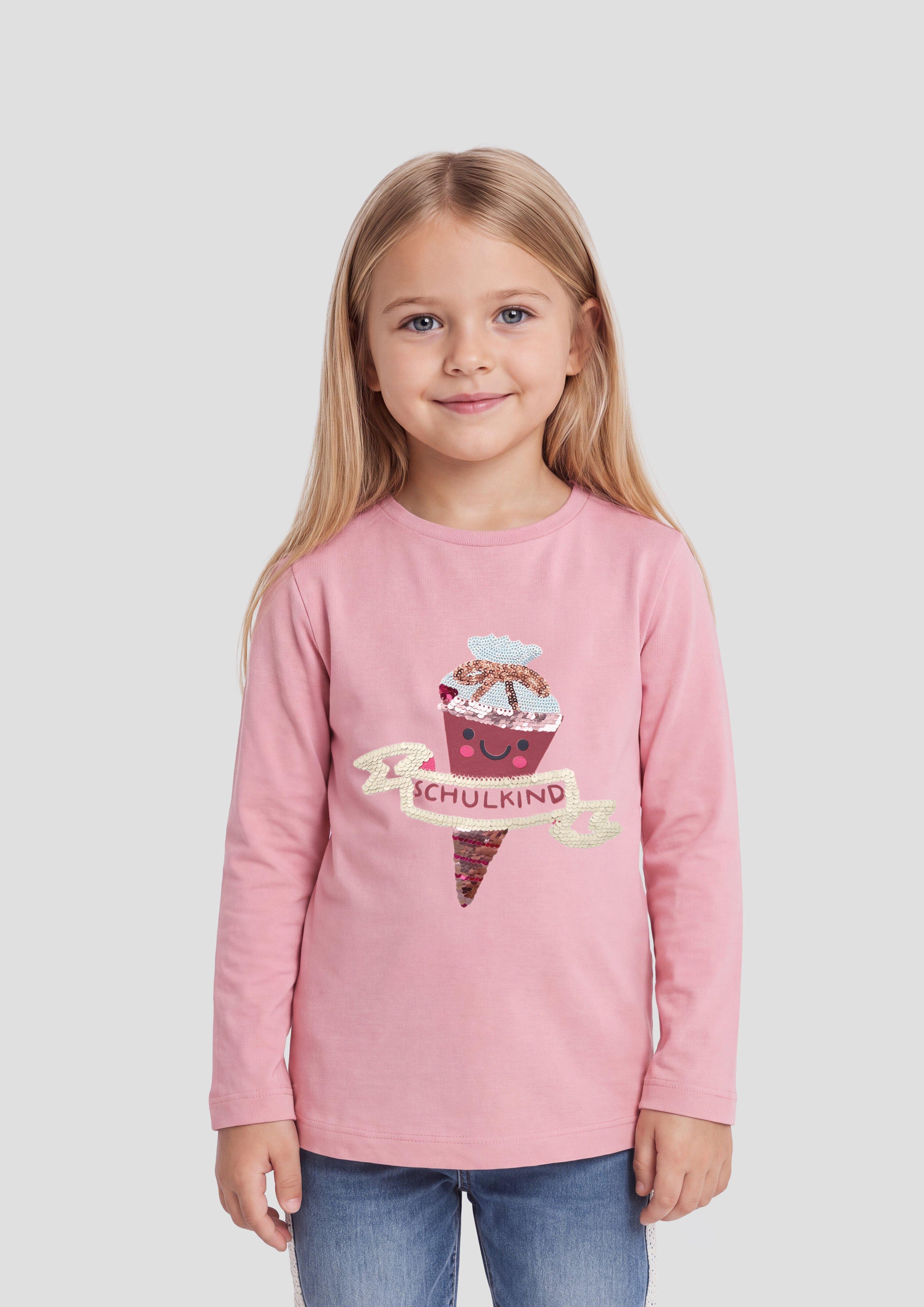 Unisex Langarmshirt mit Print und Wendepailletten in Farbe zartrosa von s.Oliver