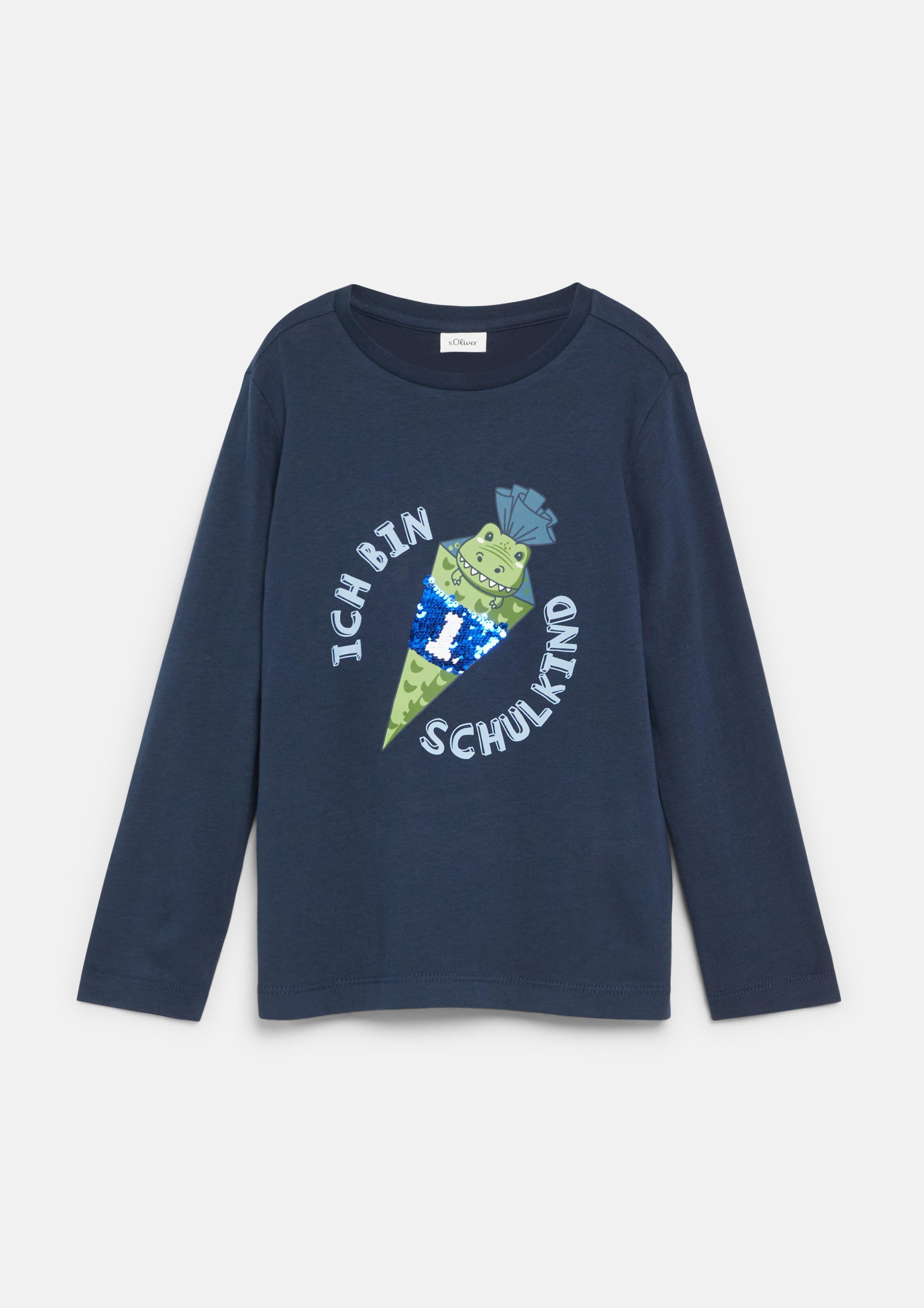 Kinder Unisex Langarmshirt mit Print und Wendepailletten in  von s.Oliver