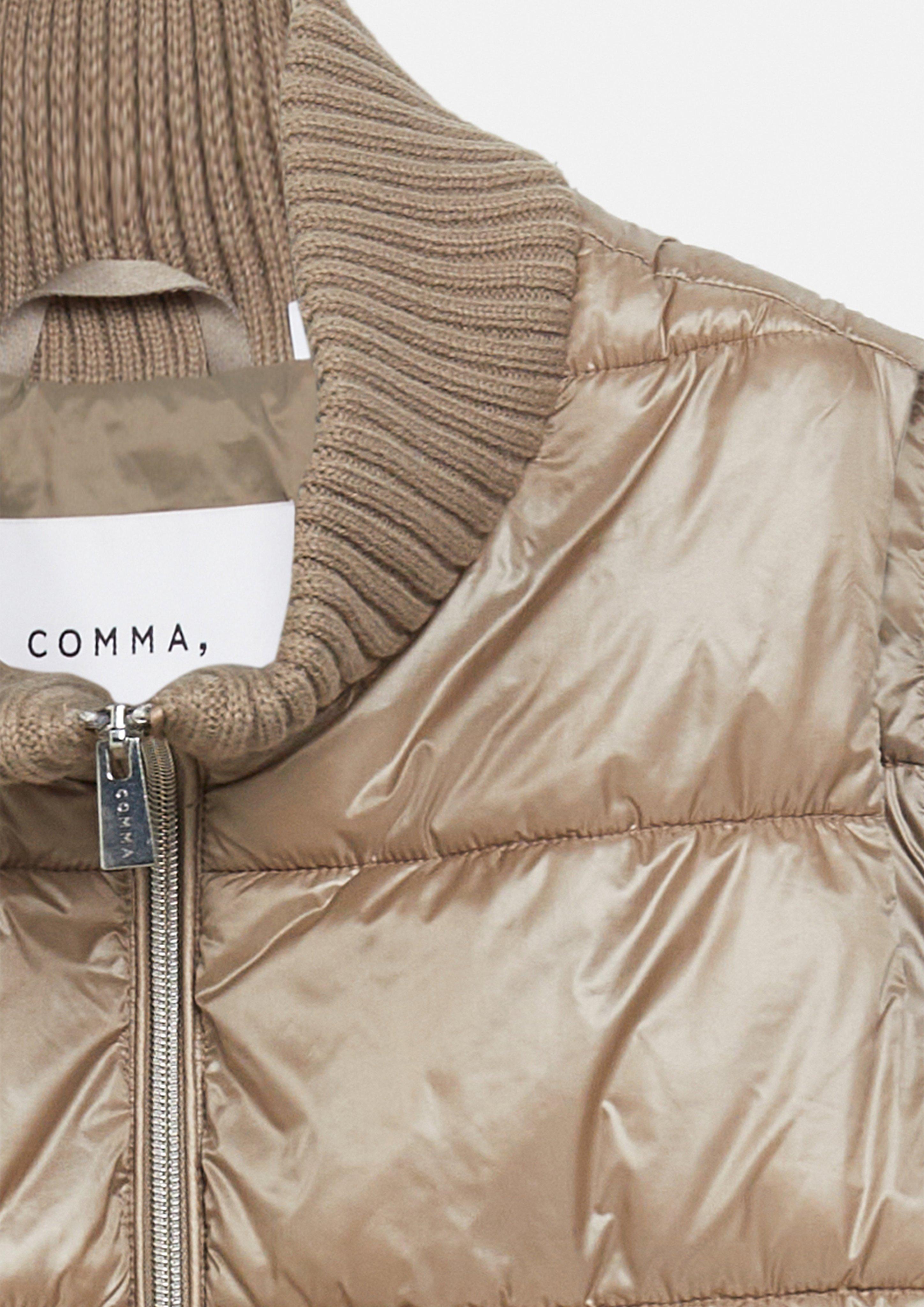 Pufferweste mit Strickkragen in braun von COMMA