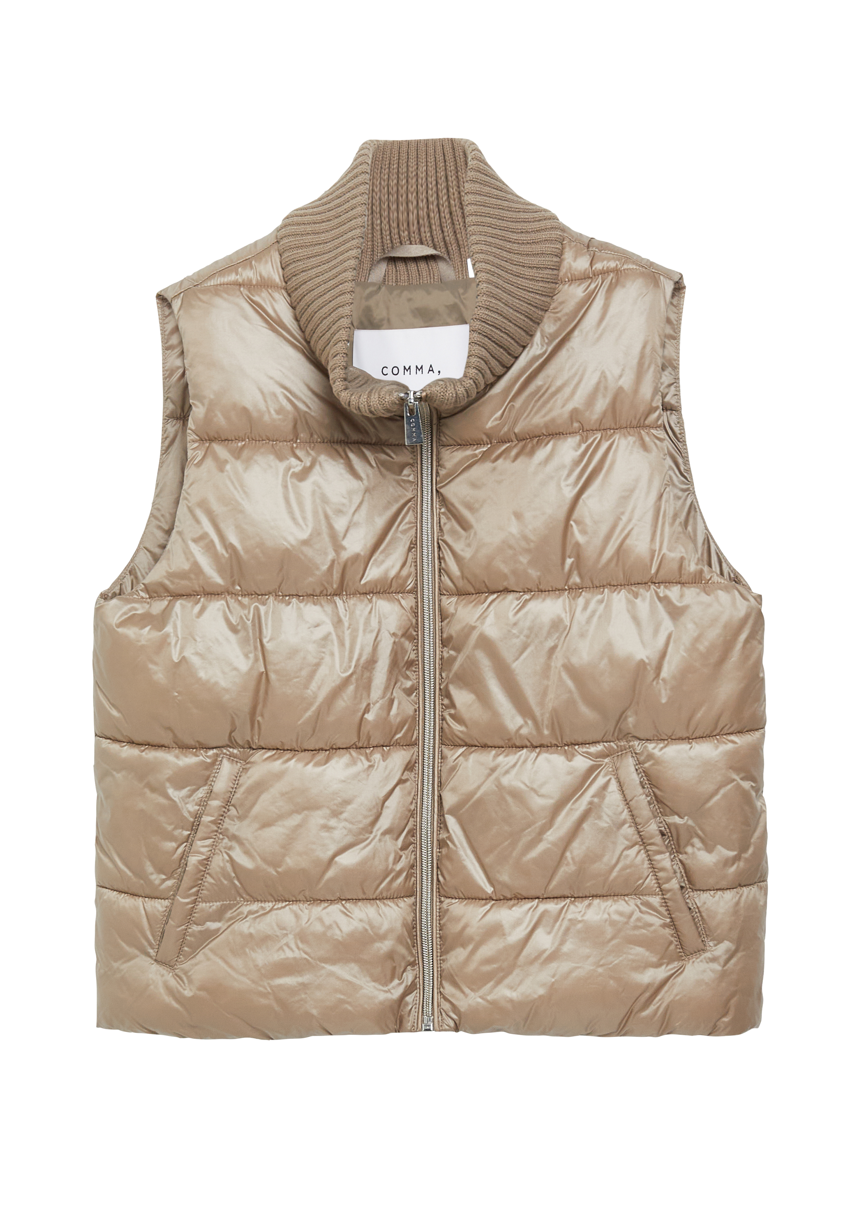 Gevoerde vest met gebreide kraag